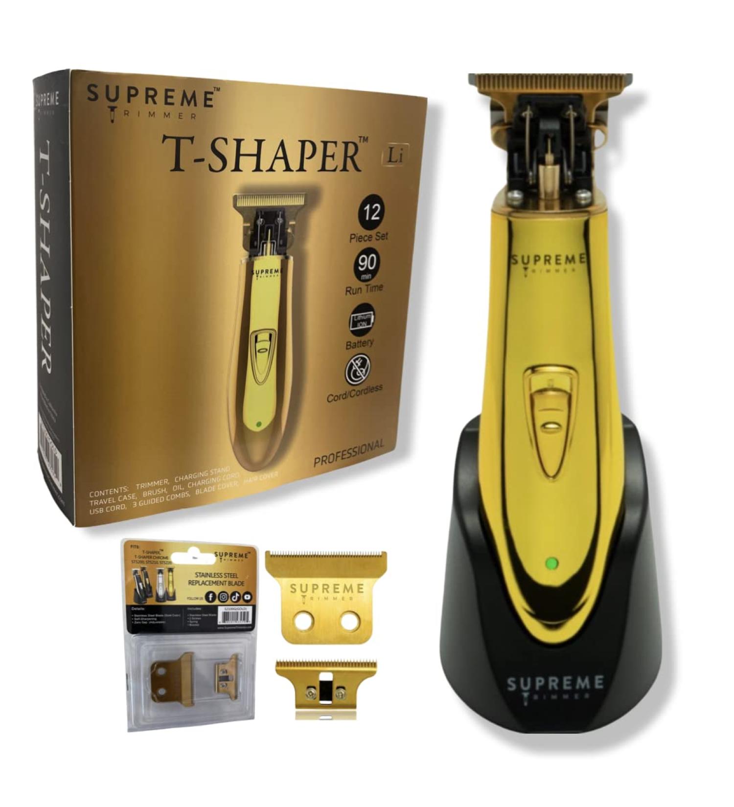 SUPREME TRIMMER ST5200 - Professional Barber Hair Trimmer Cordless Clipper Liner Beard Trimmer - Chrome Gold T-Shaper Li (Extra Blade Included) - Buy Online on GoSupps.com