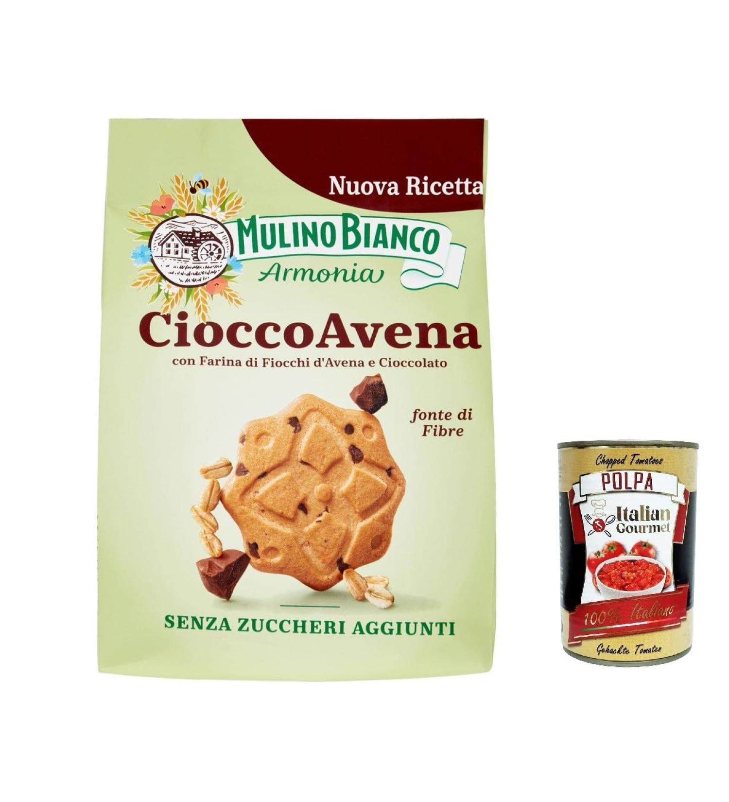  Italian Gourmet E.R. 6 Mulino Bianco Cioccoavena biscuits with less fat dark chocolate oat flakes and orange peel 270g + Italian gourmet polpa 400g - Buy Online on GoSupps.com