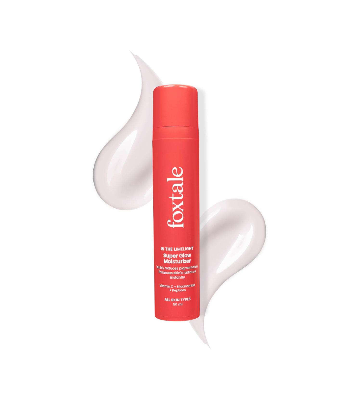 FoxTale Vitamin C Super Glow Moisturizer with Niacinamide & Peptides Visibly Reduces Pigmentation Enhances Skins Brightness Instantly For All Skin Types Women & Men (50ml) 1.69 Fl Oz (Pack of 1) - Buy Online on GoSupps.com