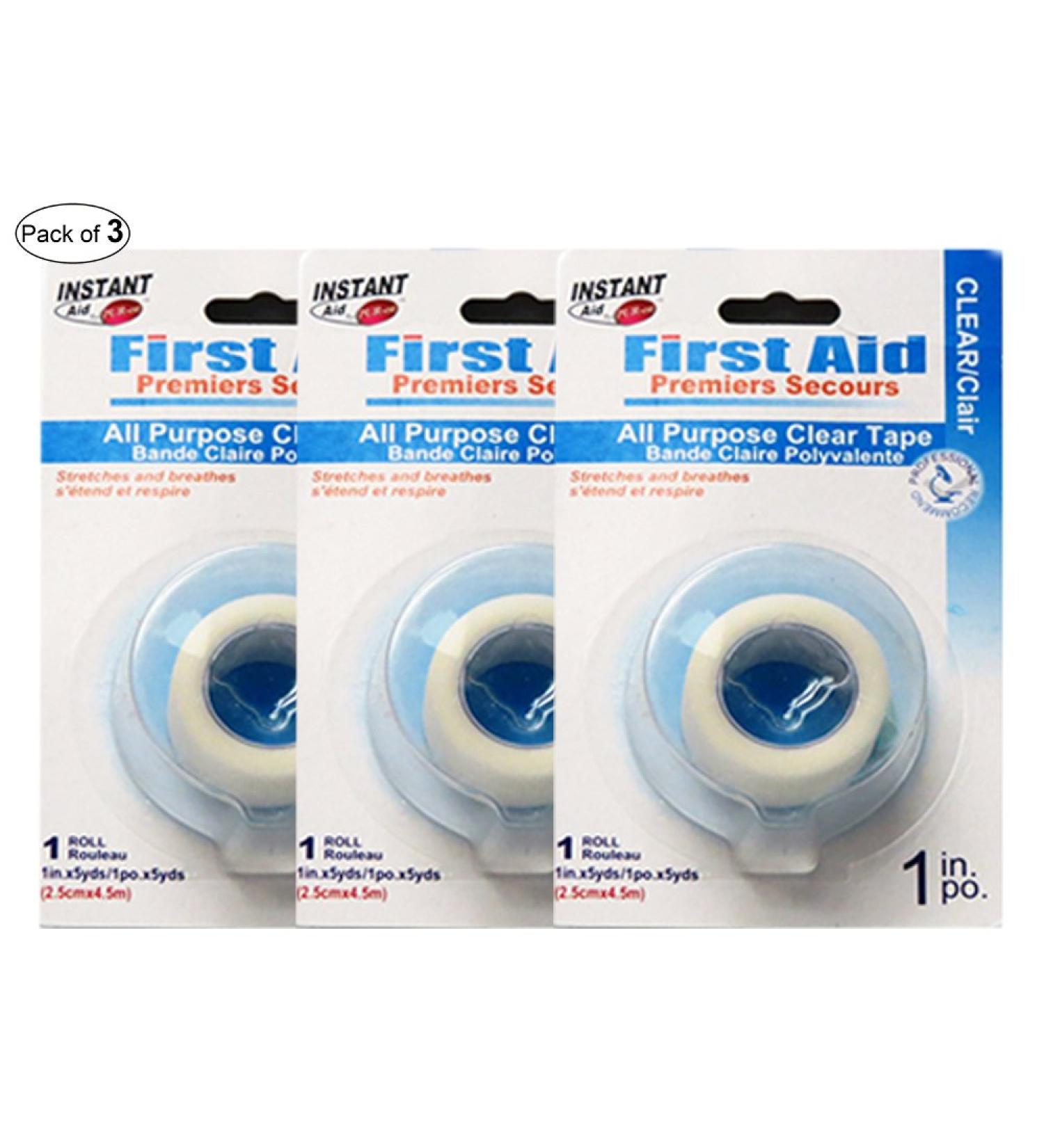 Instant Aid- First Aid All Purpose Clear Tape (1 Roll) (Pack of 3) by Purest