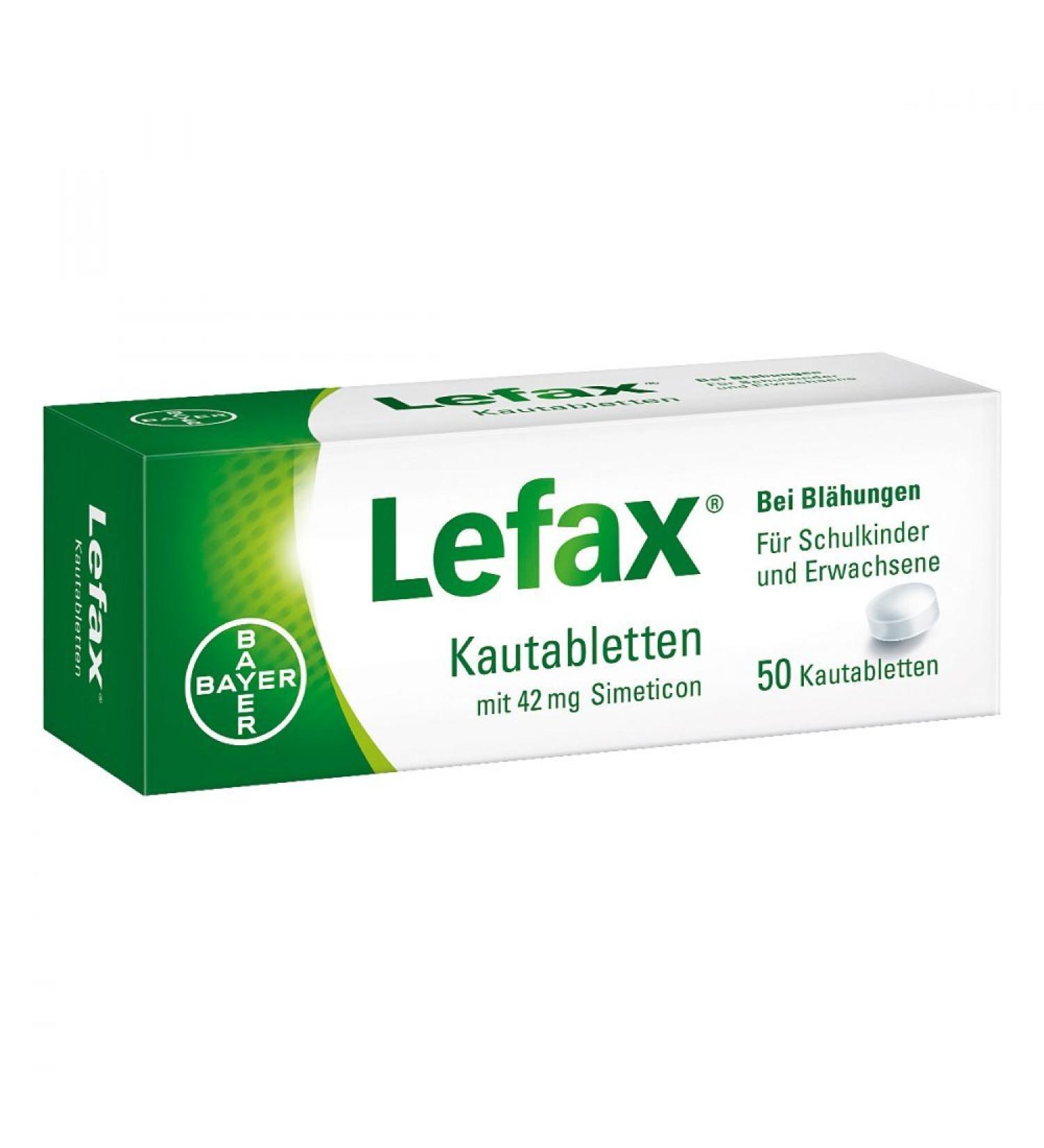 Lefax Chewing Tablets - 42 mg Simeticon for Light Flatulence - Peppermint Flavor - Child-Friendly - 50 Tablets - International Shipping - Buy Online on GoSupps.com