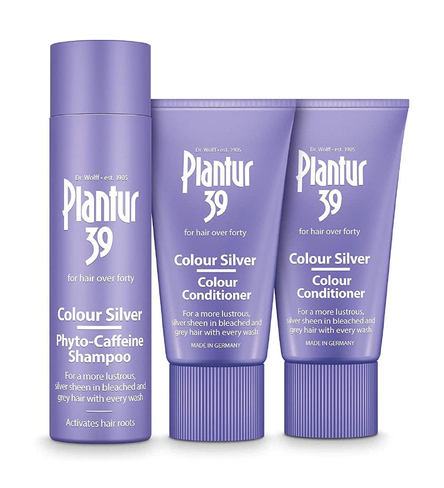 Dr AS Plantur 39 Purple shampoo and conditioner set improved silver shine for bleached and gray hair prevents and reduces hair loss and supports hair growth 1 x shampoo 250 ml 2 x conditioner 150 - Buy Online on GoSupps.com