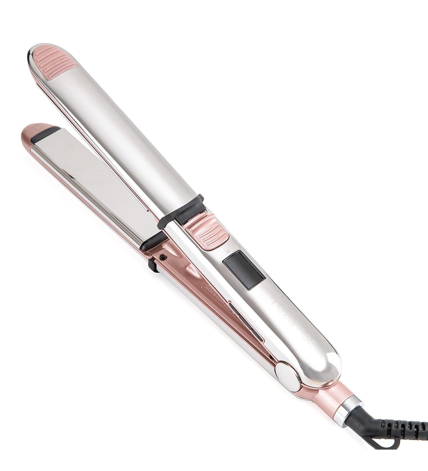 Rozamor Professional Titanium Hair Straightener | Fast Heating 2 in 1 Hair Styling Tool | Pink Double Side Straightening/Curling Iron | Ideal Gift for Women/Girls - Buy Online on GoSupps.com