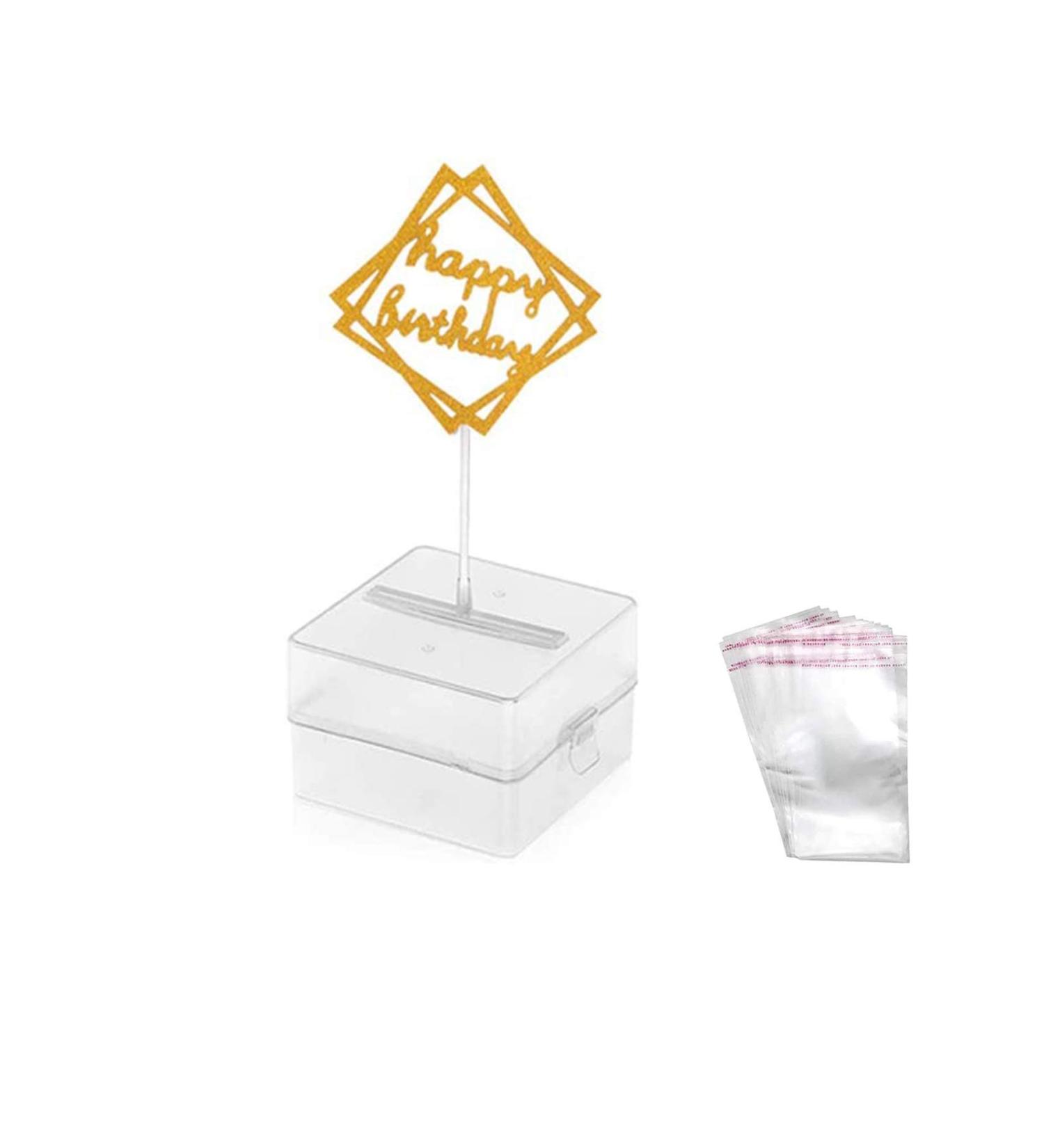 Money Cake Box for Cash Gift | Surprise Cake Popping Stand with Money Roll Holder | Birthday Party Decoration (20 Transparent Bags) - Buy Online on GoSupps.com