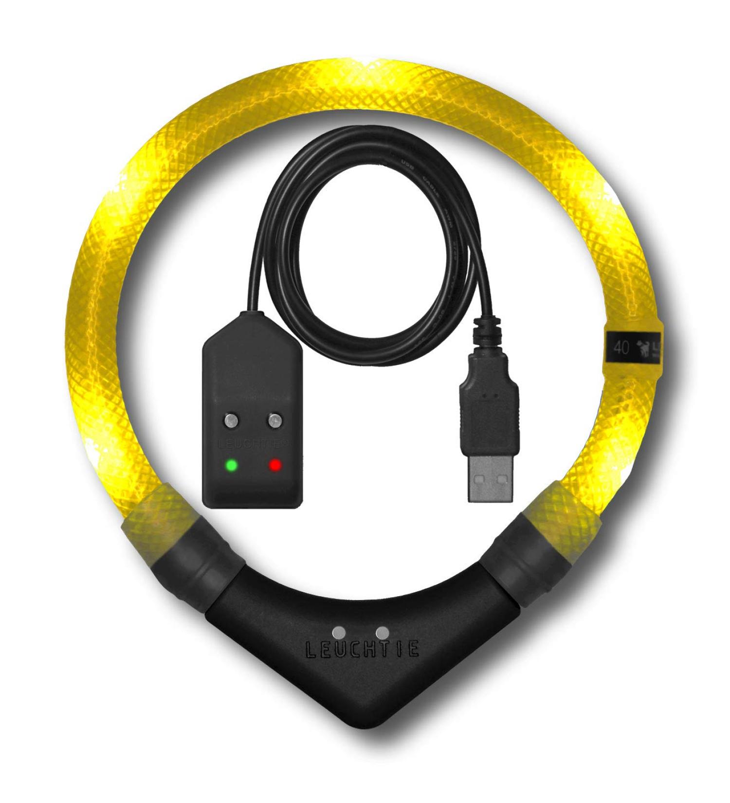 Leuchtie Luminous Cold Band for Dogs - USB Rechargeable Waterproof LED Collar | Bright & Long-Lasting Size 35 Sun Yellow - Buy Online on GoSupps.com