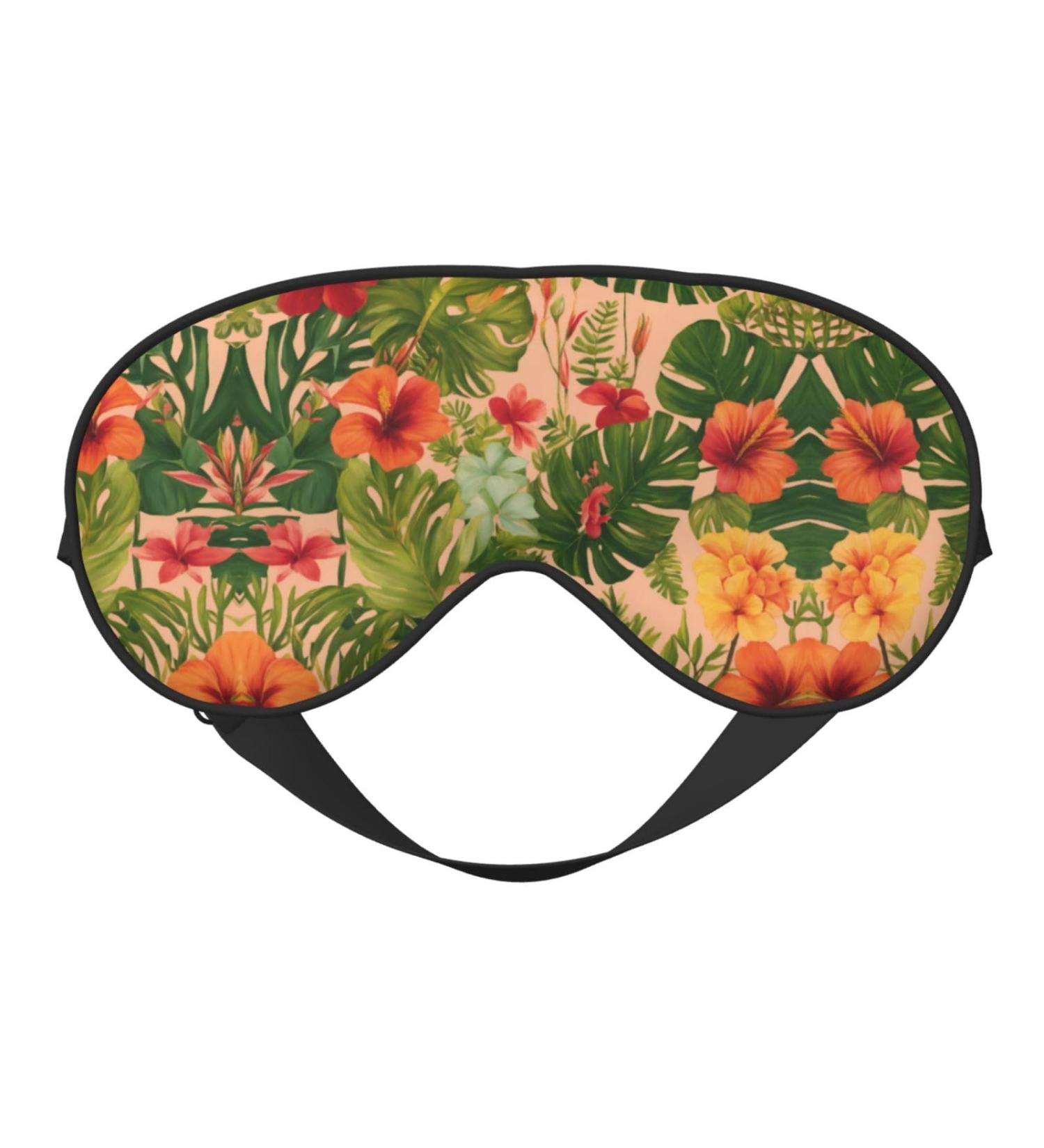 SSIMOO Tropical Leaves & Flowers Soft Sleep Eye Mask | Breathable Travel Eye Patch for Women | Relaxation Essential - Black - Buy Online on GoSupps.com