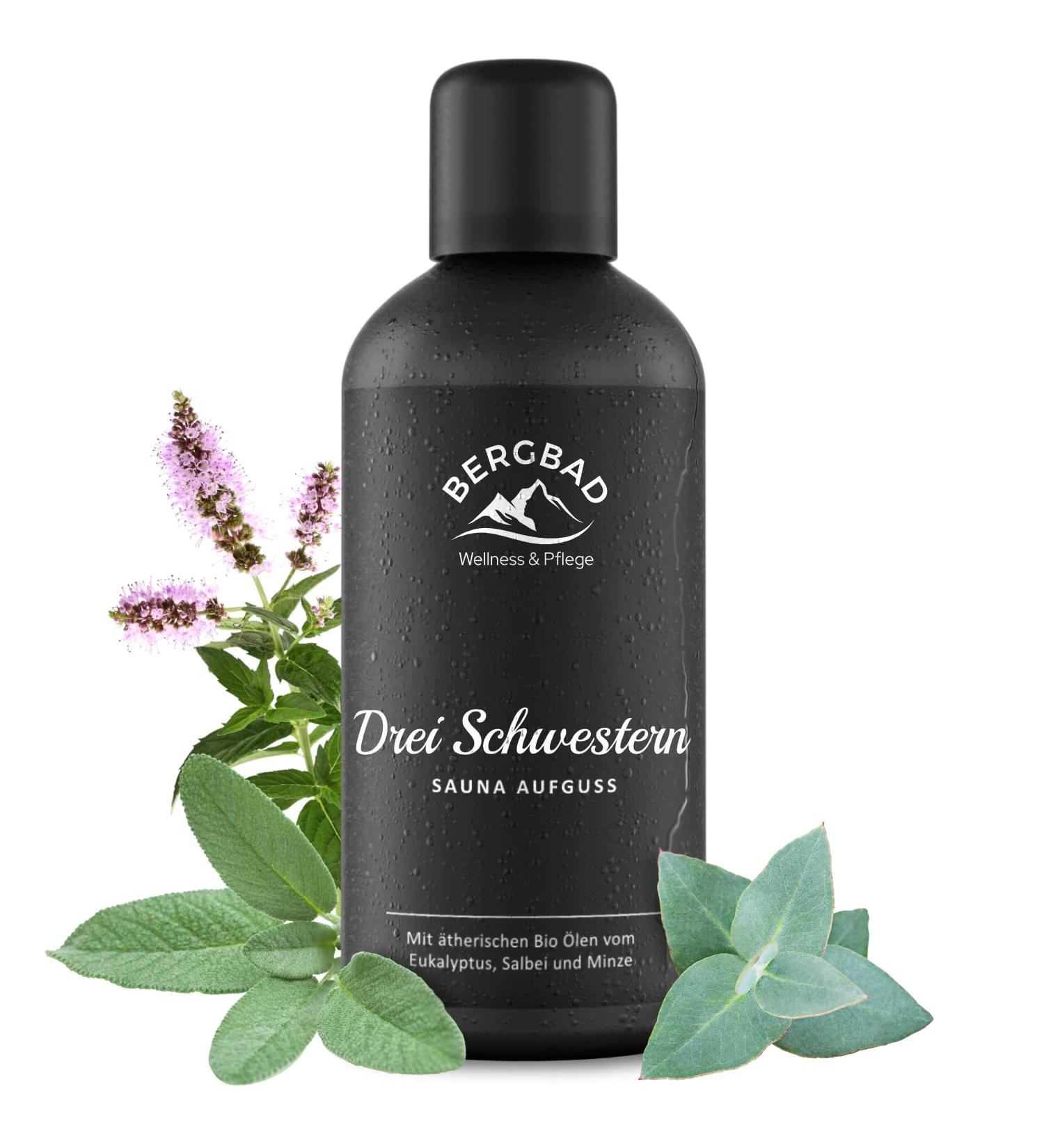 Bergbad Organic Sauna Infusion 100ml - Eucalyptus Sage & Mint Essential Oils | Three Sisters Natural Sauna Products - Buy Online on GoSupps.com