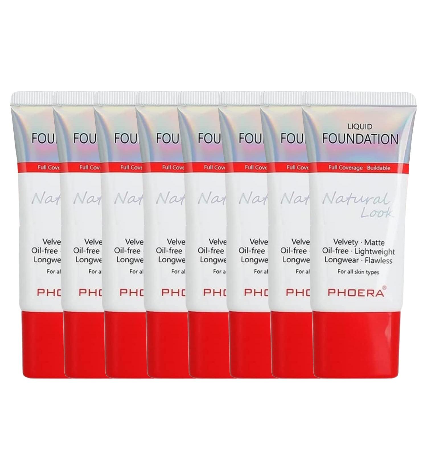 Glamza Phoera Full Coverage Foundation - Long-Lasting 24 Hour Oil Control - Even Foundation Smarter Packaging - With 8 x 30ml Foundation Sponges & Sponge