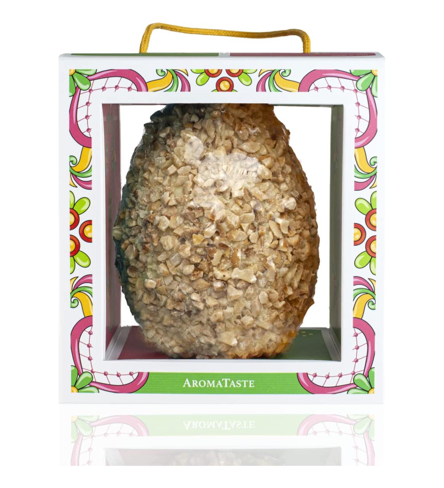 Aromataste Handmade Easter Egg White Chocolate Covered with Savory Italian Hazelnuts | Gift Box | 300g