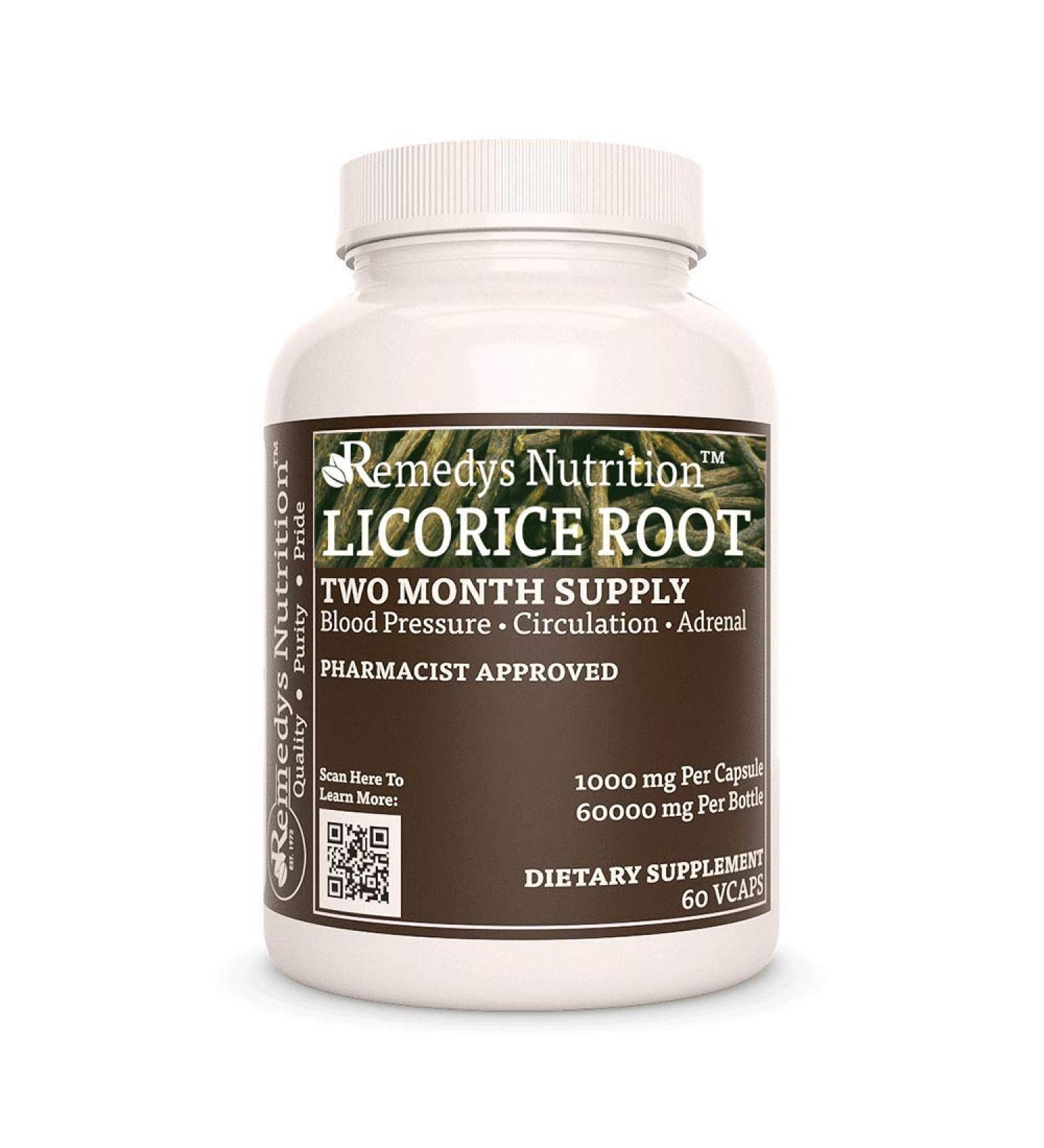 Remedy's Nutrition Licorice Root 1000mg Capsules - Vegan-Friendly - 60,000mg Bottle - Buy Online on GoSupps.com
