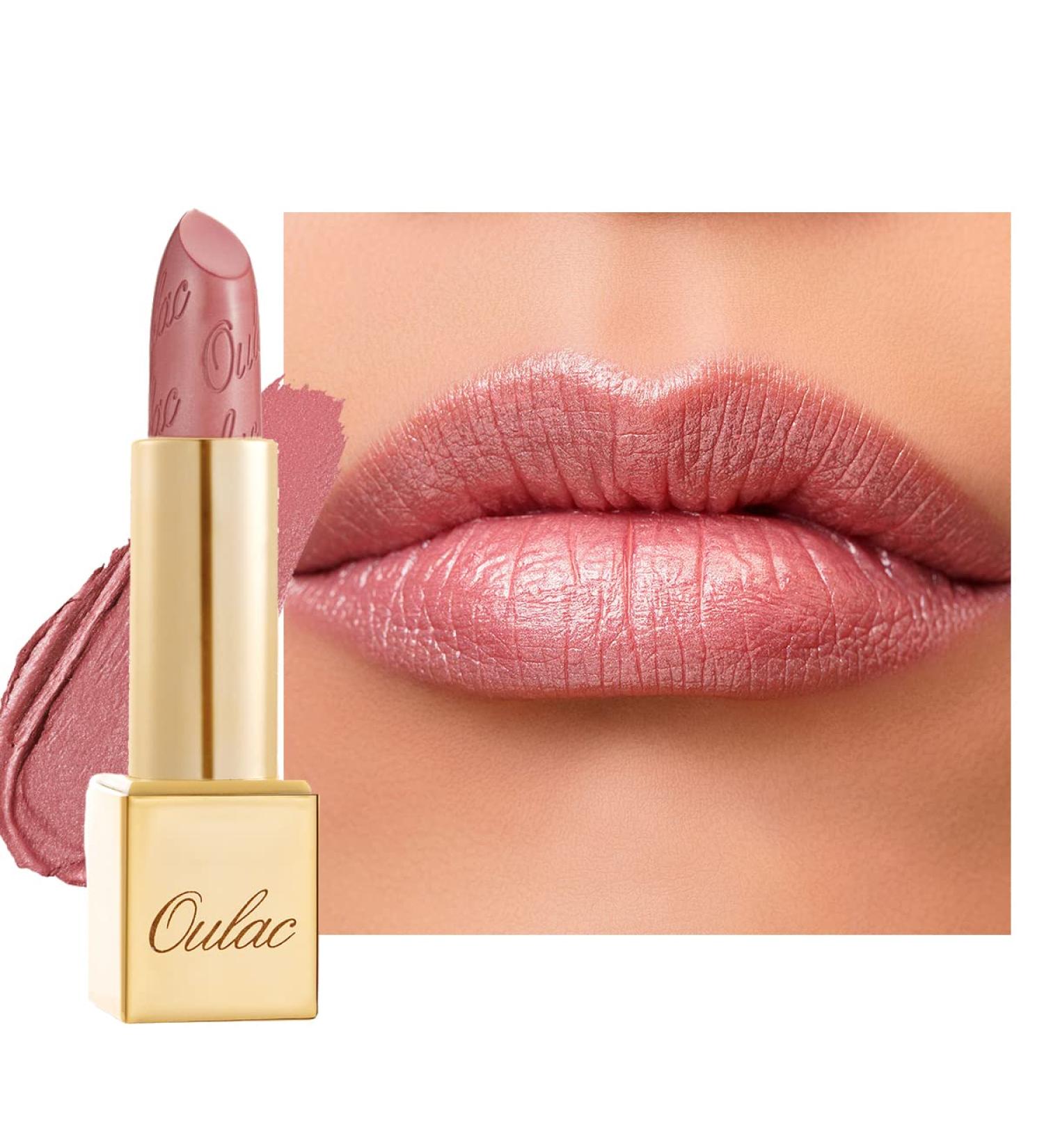 Oulac Metallic Shine Baby Pink Lipstick | Vegan & Cruelty-Free Full-Coverage Lip Color | Moisturizing Creamy Formula | Baby Angel(13) | 4.3g/0.15oz - Buy Online on GoSupps.com