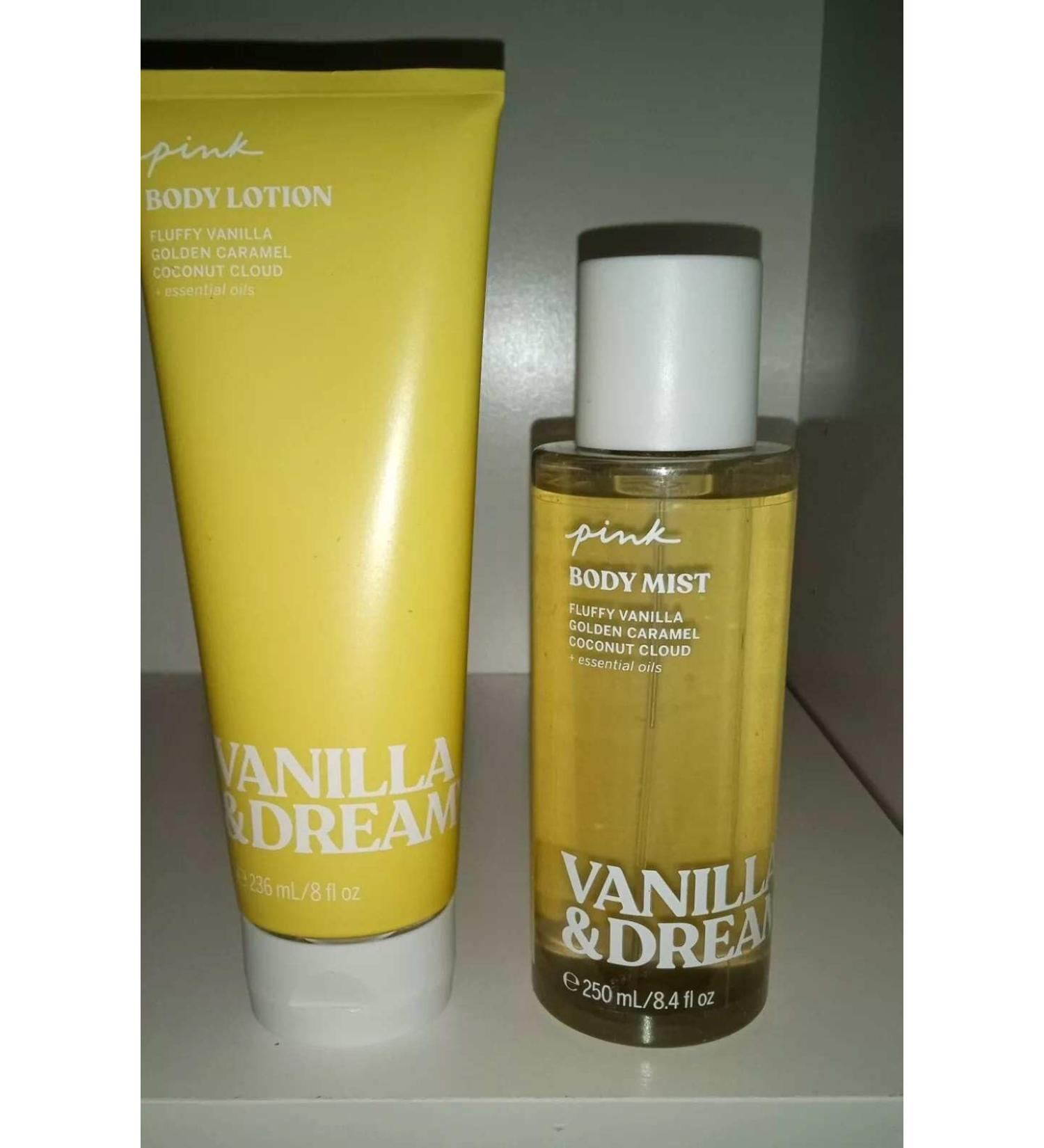 2 VS fragrance lotion 8 fl oz & perfume mist 8.4 fl oz bundle set (Vanilla & Dreamy)