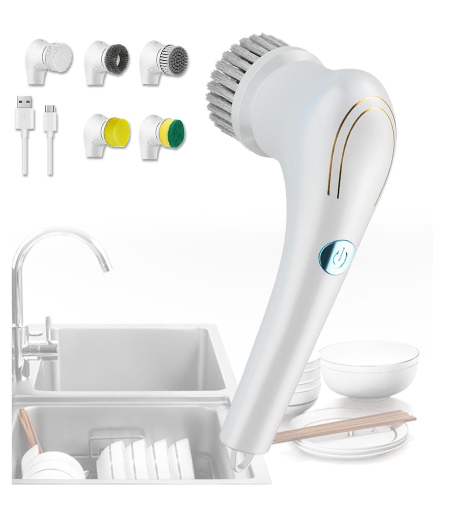 Bathtub Scrubber Electric with 5 Changing Heads Power Brush USB Charging 360 Vibration Cleaning Electric Cleaning Scrubber for Kitchen/Bathroom/Floor/Car/Glass - Buy Online on GoSupps.com