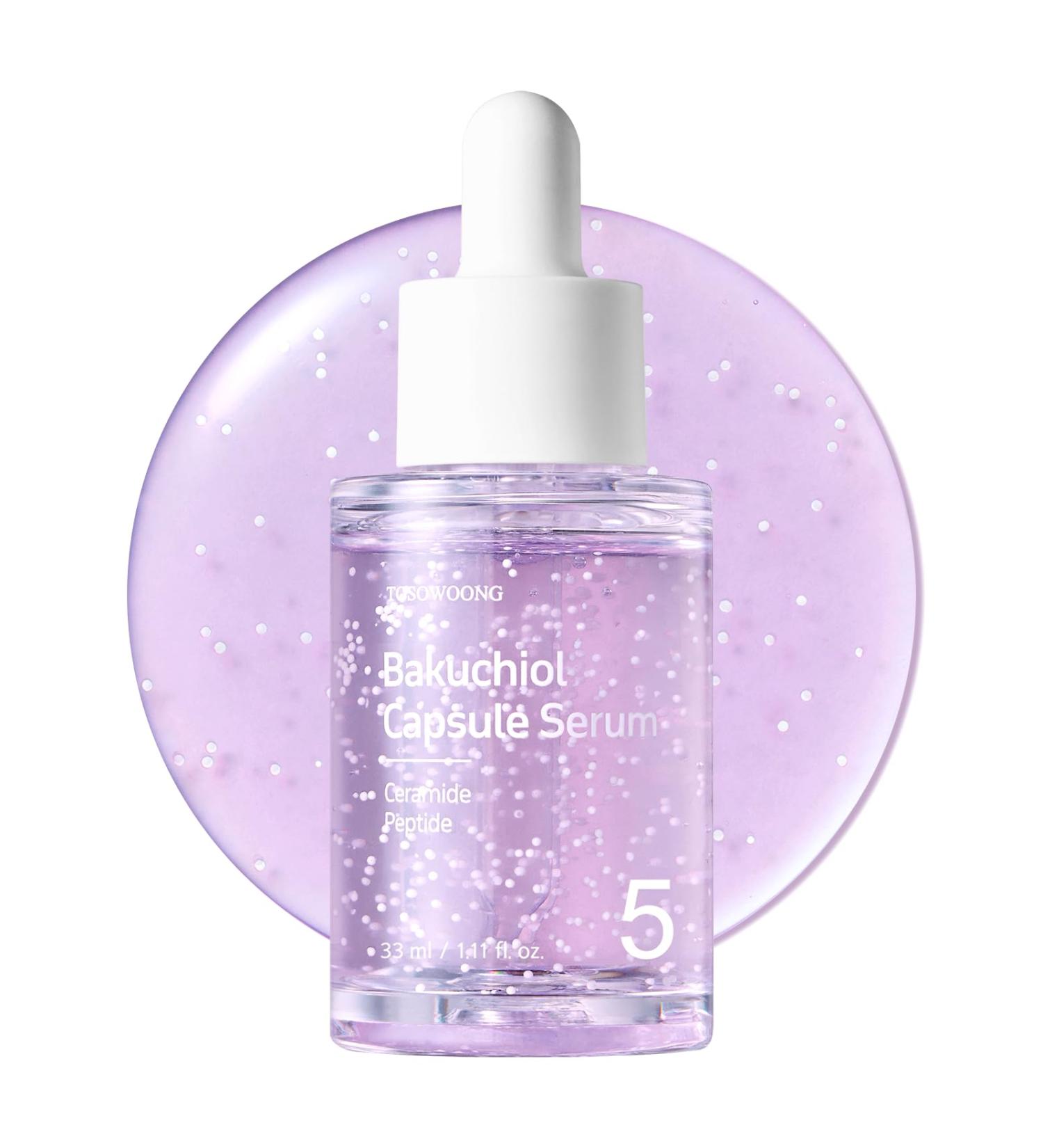 TOSOWOONG Bakuchiol Capsule Serum 5 000ppm Bakuchiol Retinol Natural Alternative Anti-Aging Plumping Pore Wrinkles 8 Hyaluronic Acids 5 Ceramides Hydration Korean Skincare 33ml/1.11 fl.oz. - Buy Online on GoSupps.com