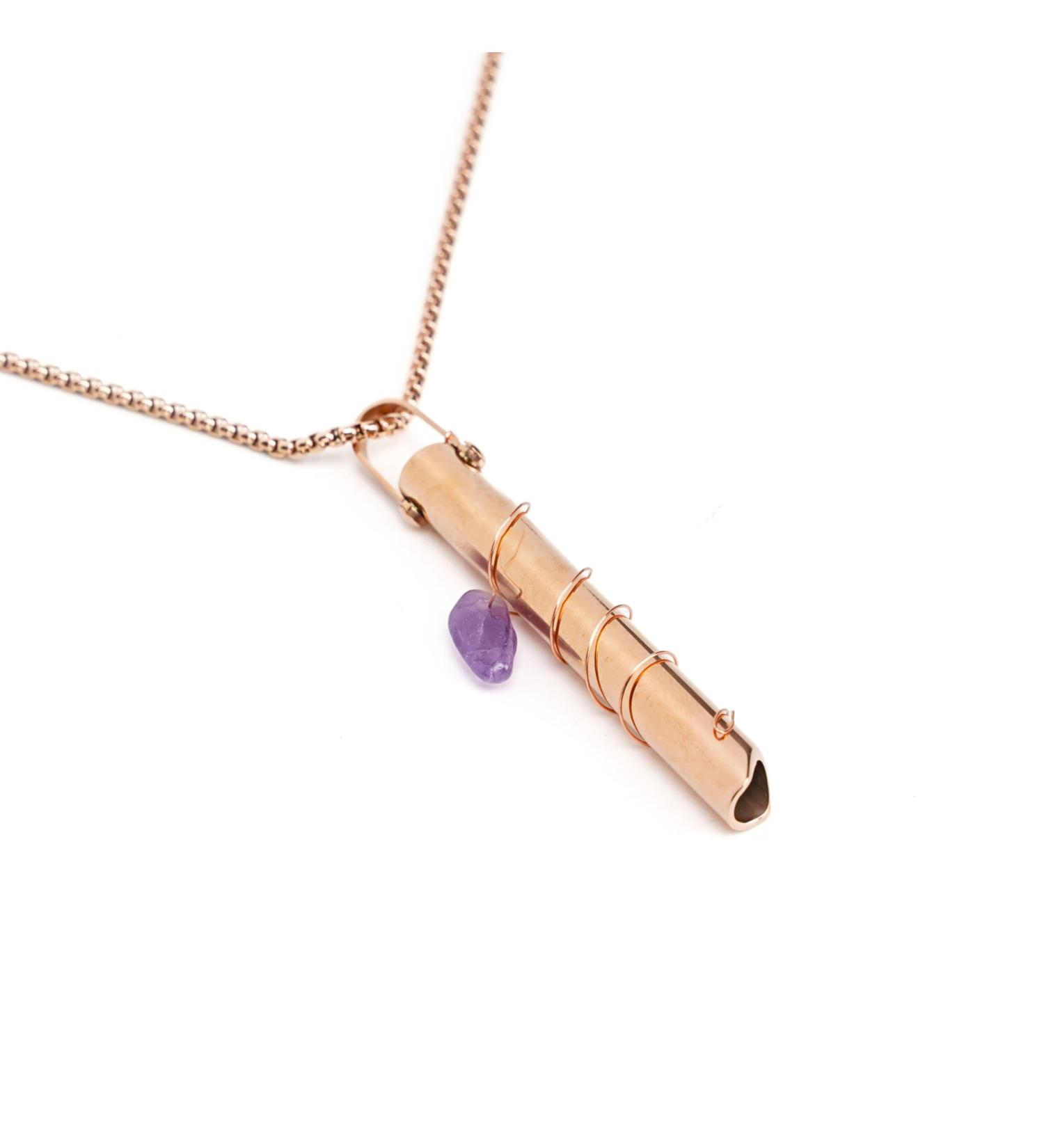 Breathing Necklace with Amethyst Stone - Gold Chain for Anxiety Relief | Mindful & Calming Jewelry for Women - Buy Online on GoSupps.com