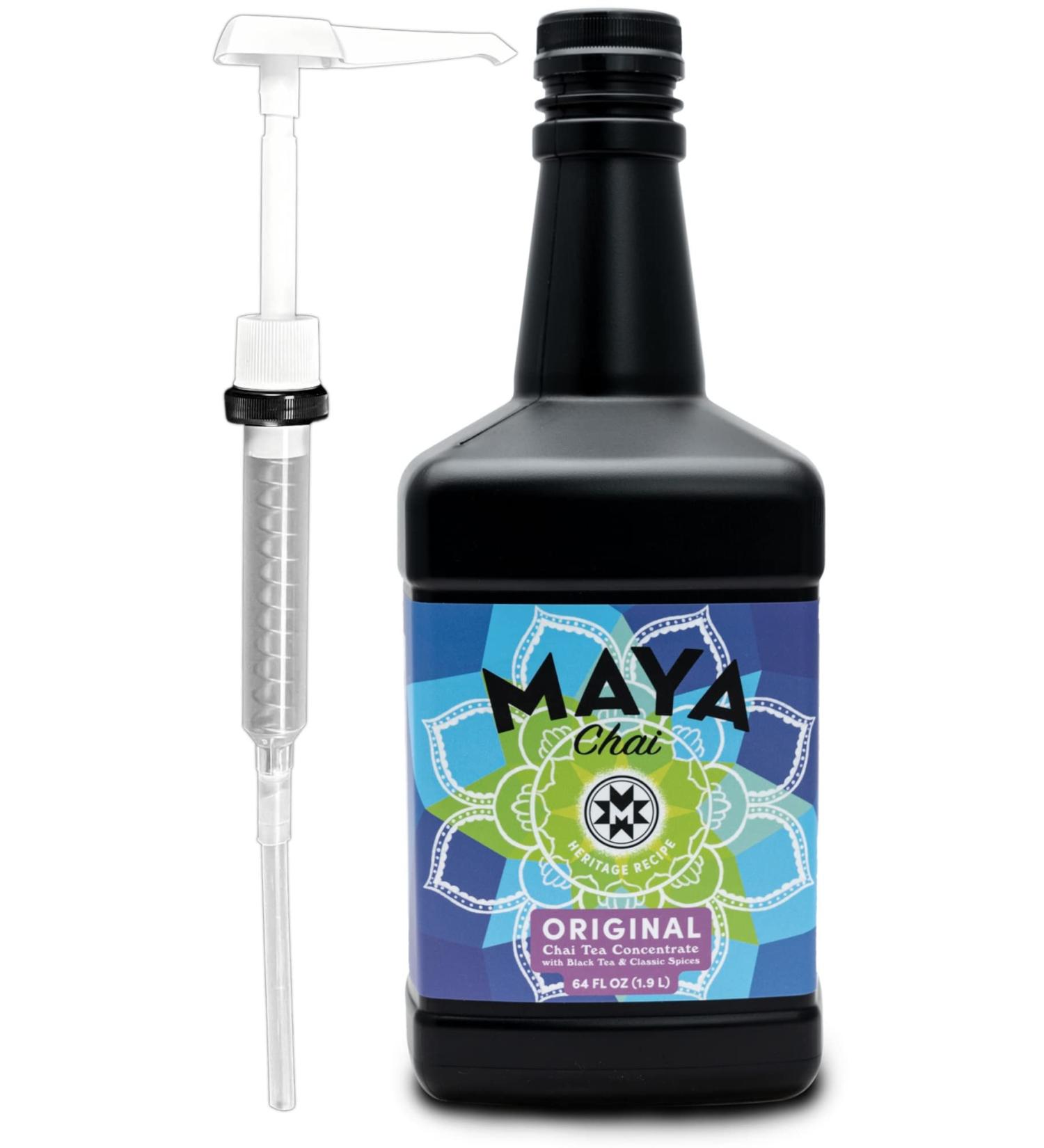 Maya Chai Tea Concentrate - Authentic Heritage Recipe 64 oz with White Pump - Shop Internationally - Buy Online on GoSupps.com