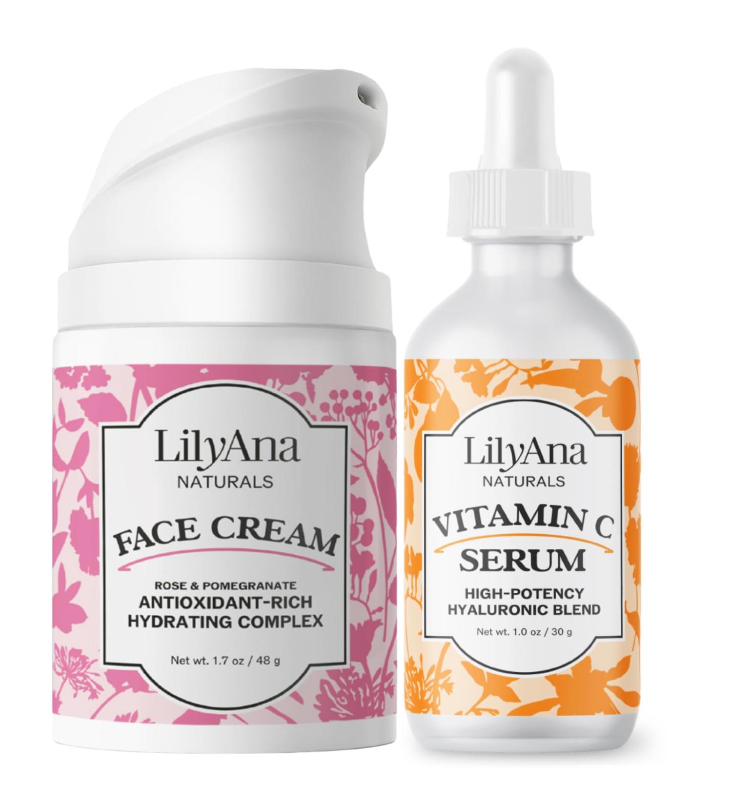 LilyAna Naturals Face Cream 1.7oz and Vitamin C Serum 1oz Bundle - Buy Online on GoSupps.com