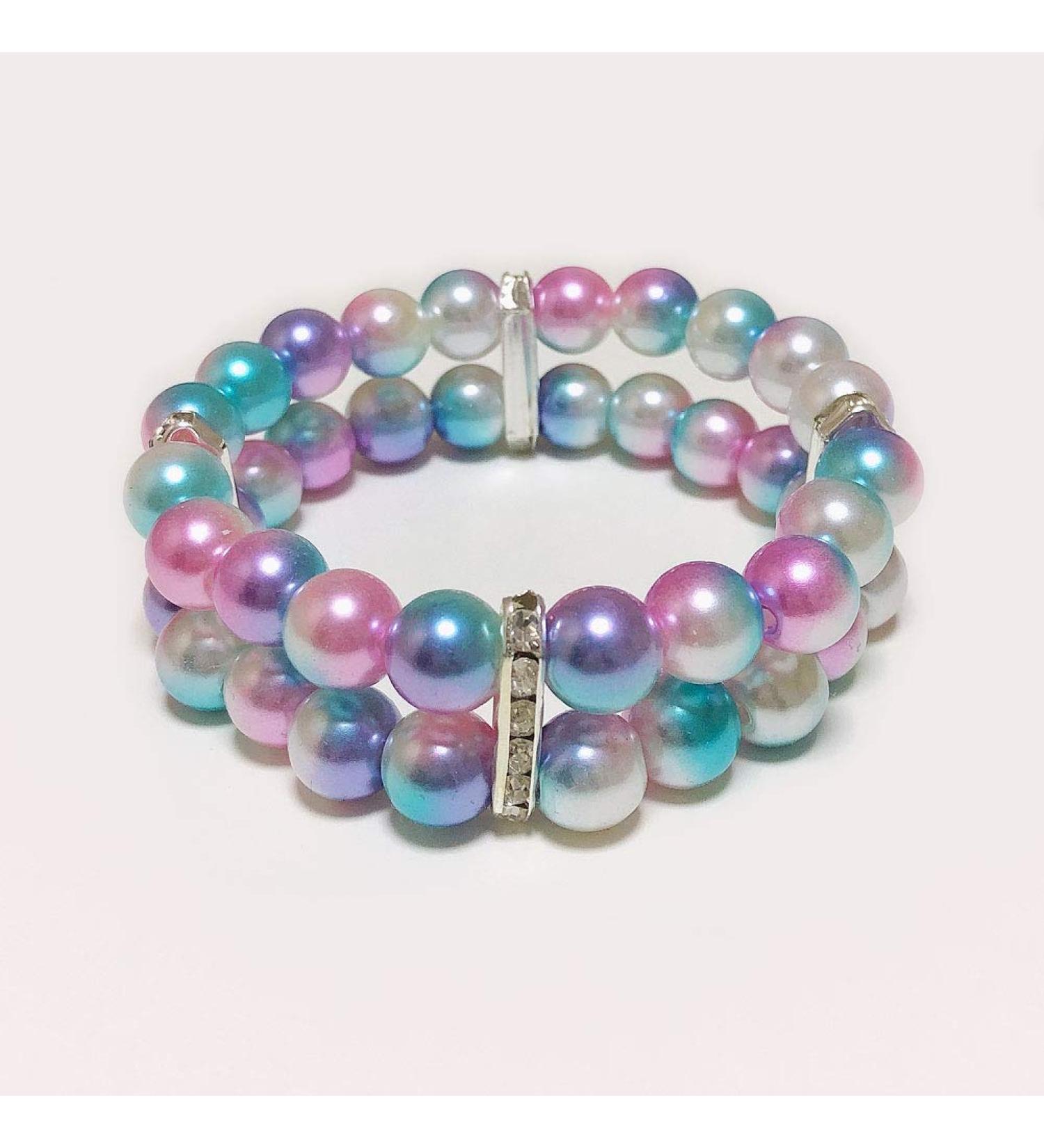 PETFAVORITES Small Dog Necklace Jewelry - 2 Row Pearls Rhinestones, Bling Female Puppy Accessories - Chihuahua Yorkie Girl Wedding Clothes - Ombre Purple, 8-Inch - Buy Online on GoSupps.com