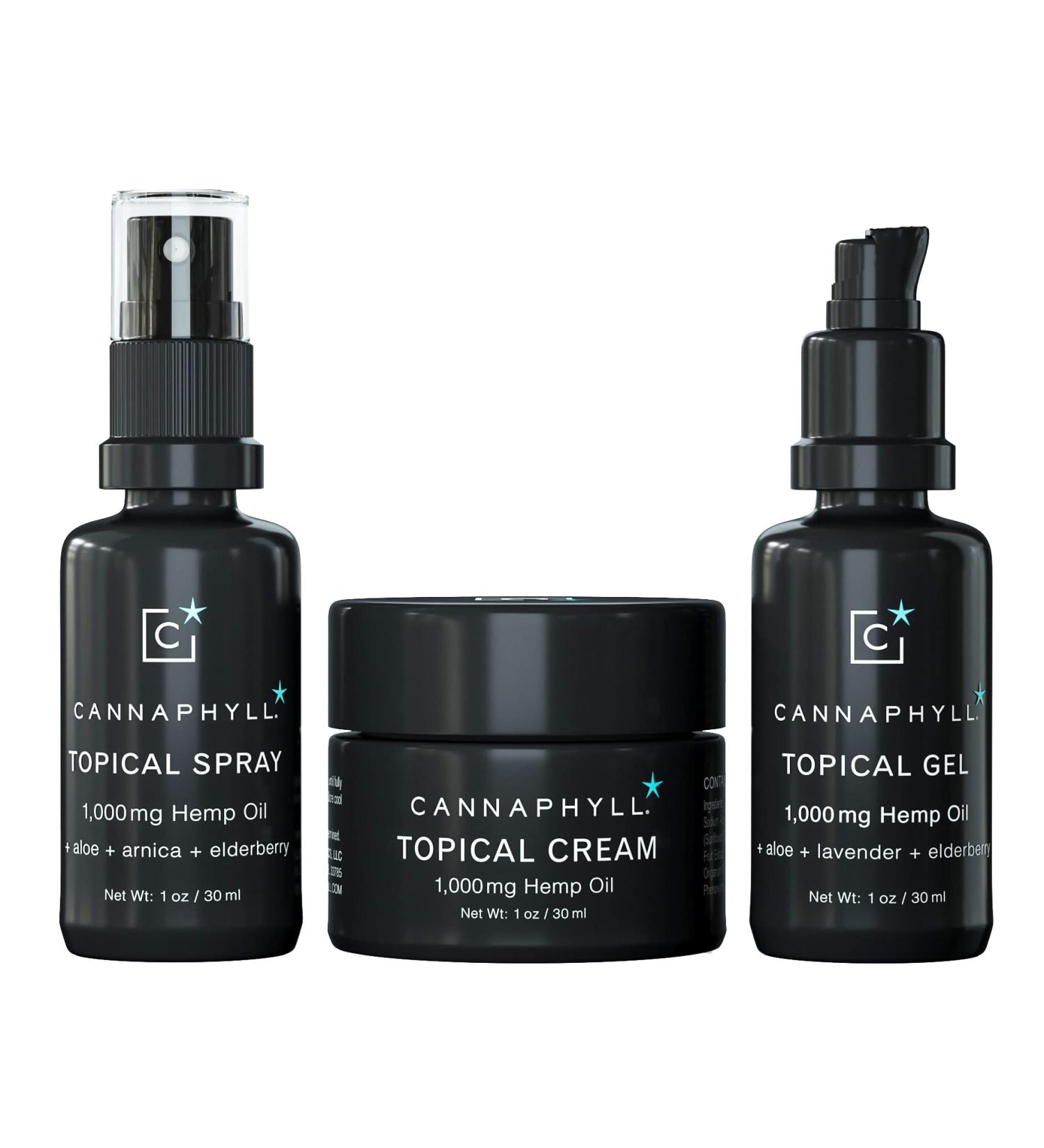 Topical Essentials Trio | Pain Relief Cream Gel & Spray 1 000 mg Extract with Elderberry Lavender & More Perfect for Skin Muscles Joints & Nerves | Shop Internationally - Buy Online on GoSupps.com