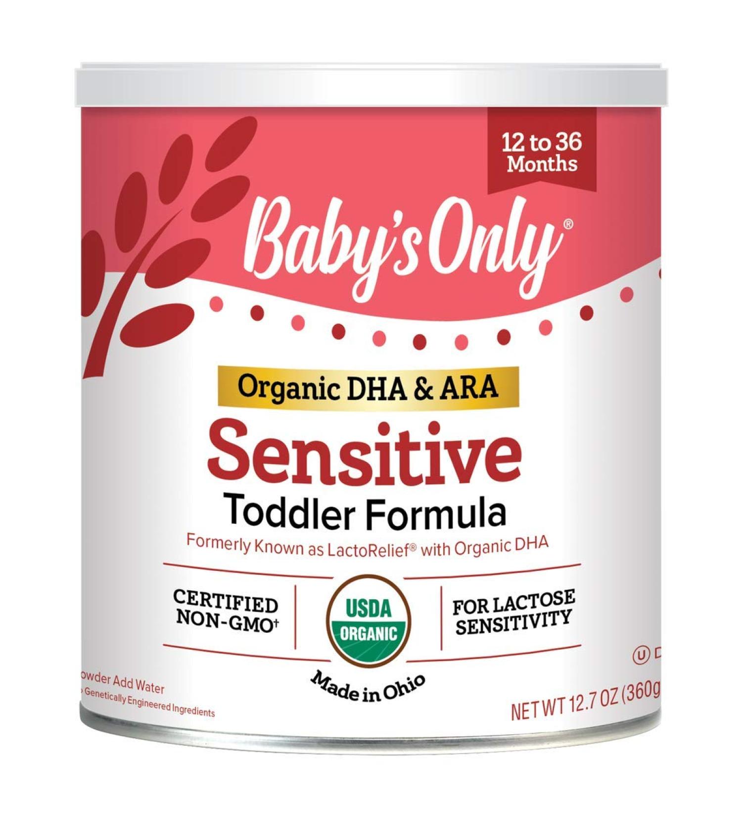 Baby's Only Organic Sensitive LactoRelief with DHA & ARA Toddler Formula 12.7 Oz (Pack of 6) - Non-GMO USDA Organic - Lactose Sensitivity - Clean Label Project Verified - Buy Online on GoSupps.com