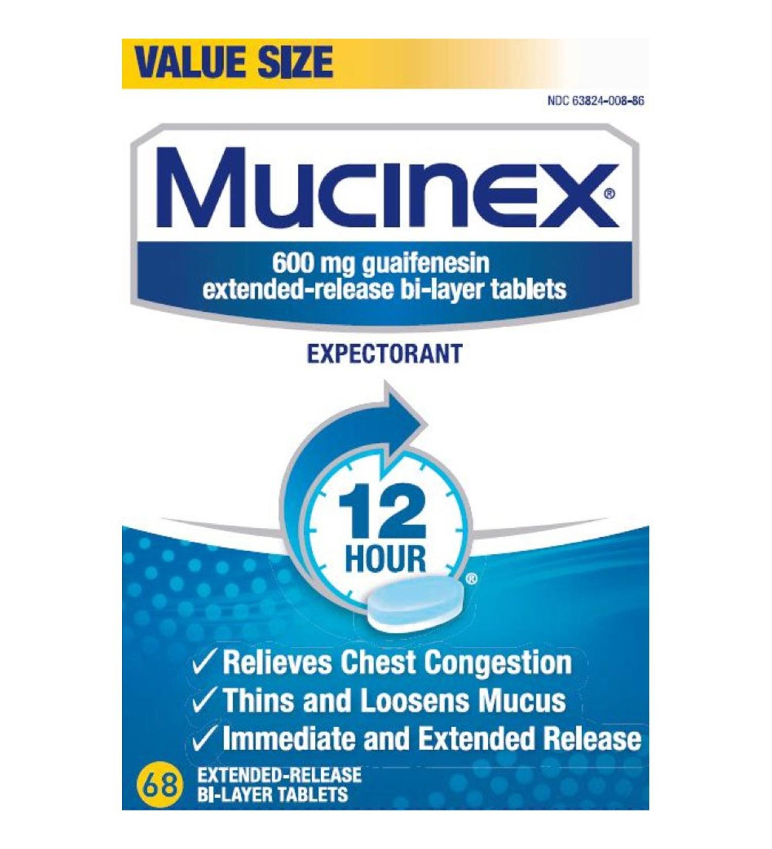 Mucinex SE 12 Hour Chest Congestion Expectorant Tablets 68 Count - Fast Relief for Chest Congestion - Buy Online on GoSupps.com