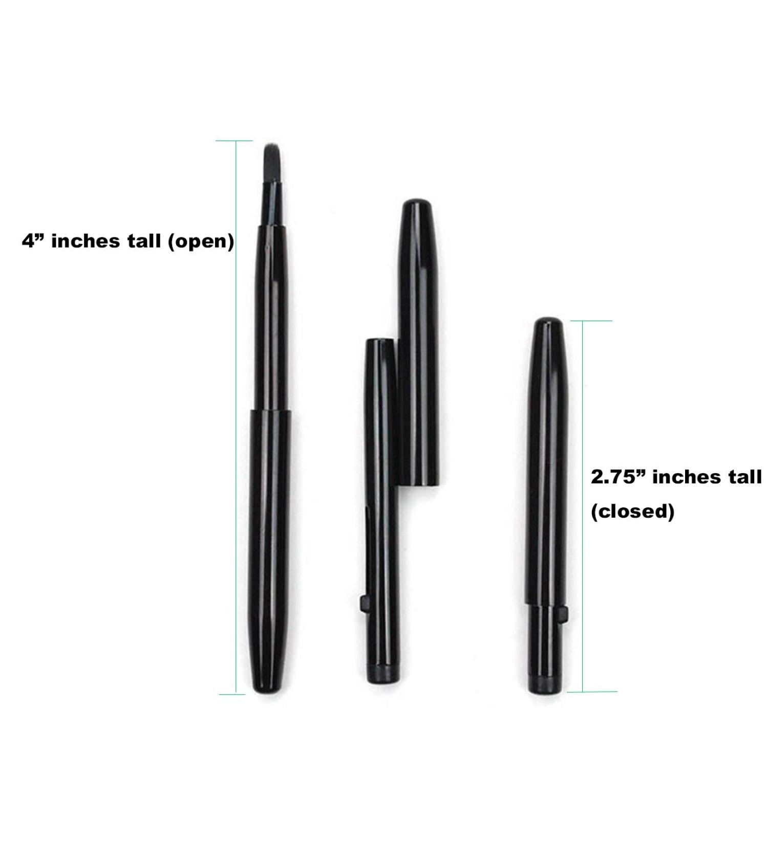 Small Super Slim Ultra Mini Black Metal Retractable Travel Lip Brush Gloss Lipstick Applicator