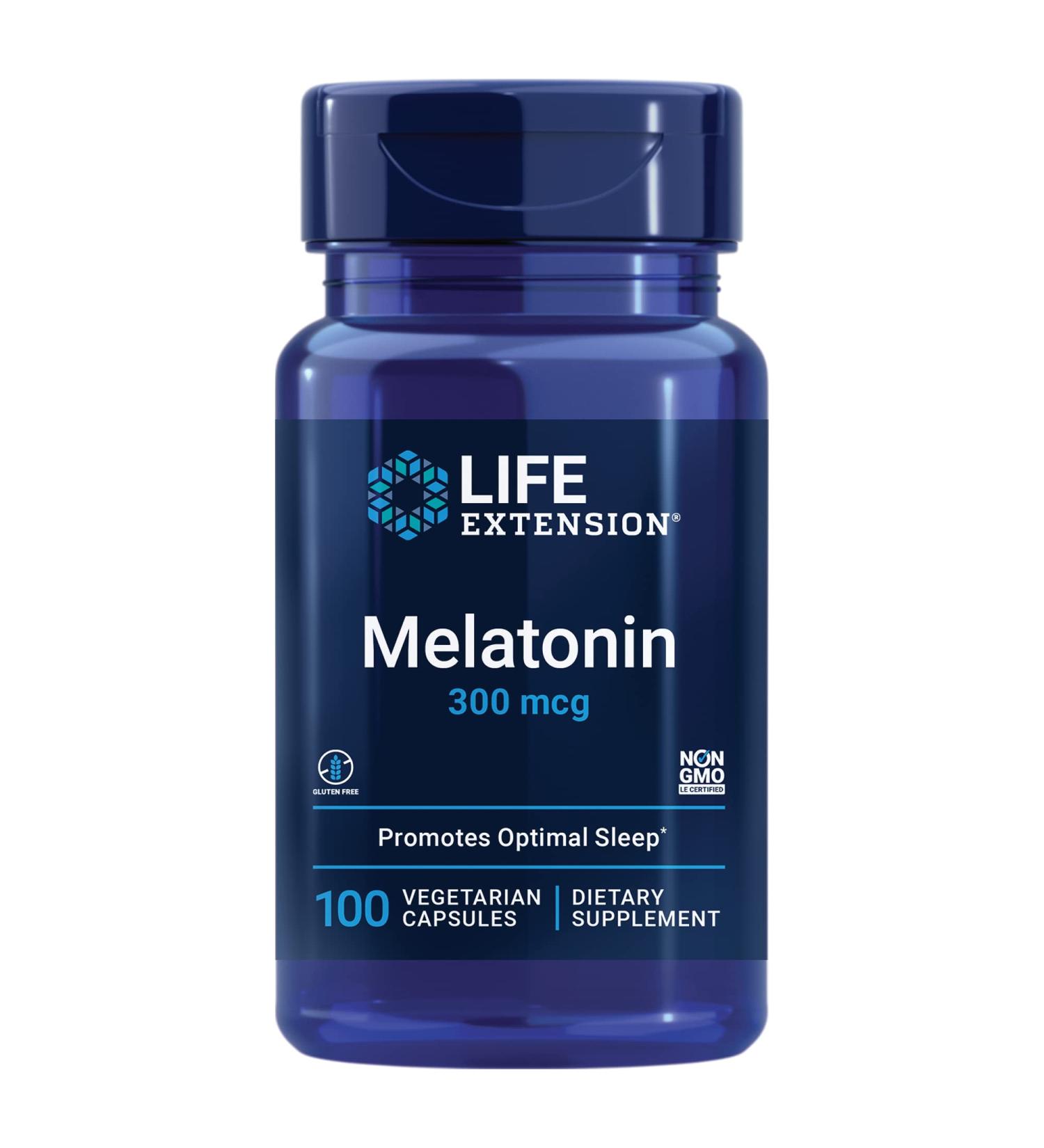 Life Extension Melatonin 300 mcg - 100 Vegetarian Capsules for Sleep Support - Buy Online on GoSupps.com