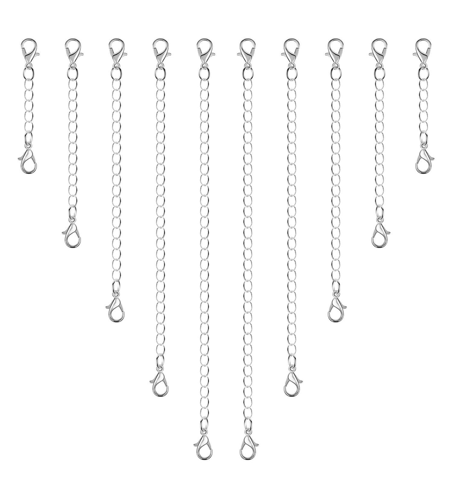 Anezus 10Pcs Necklace Extenders - Silver Bracelet Extender for Jewelry Making - Assorted Sizes - Buy Online on GoSupps.com