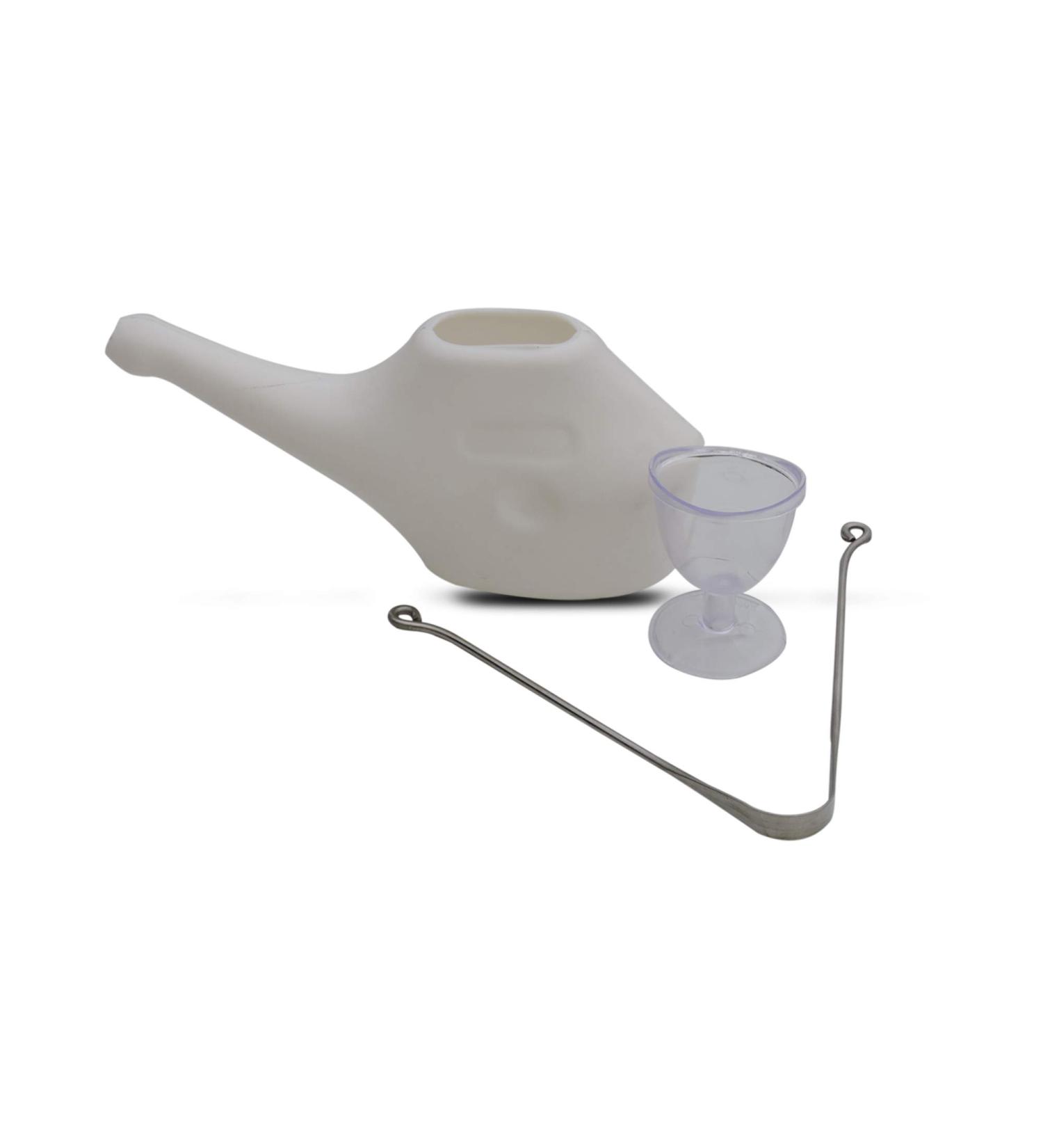Shop ANCIENT IMPEX Cleaning Set: Travel Neti Pot Steel Tongue Cleaner & Eye Cup for Optimal Health | International Shipping Available - Buy Online on GoSupps.com