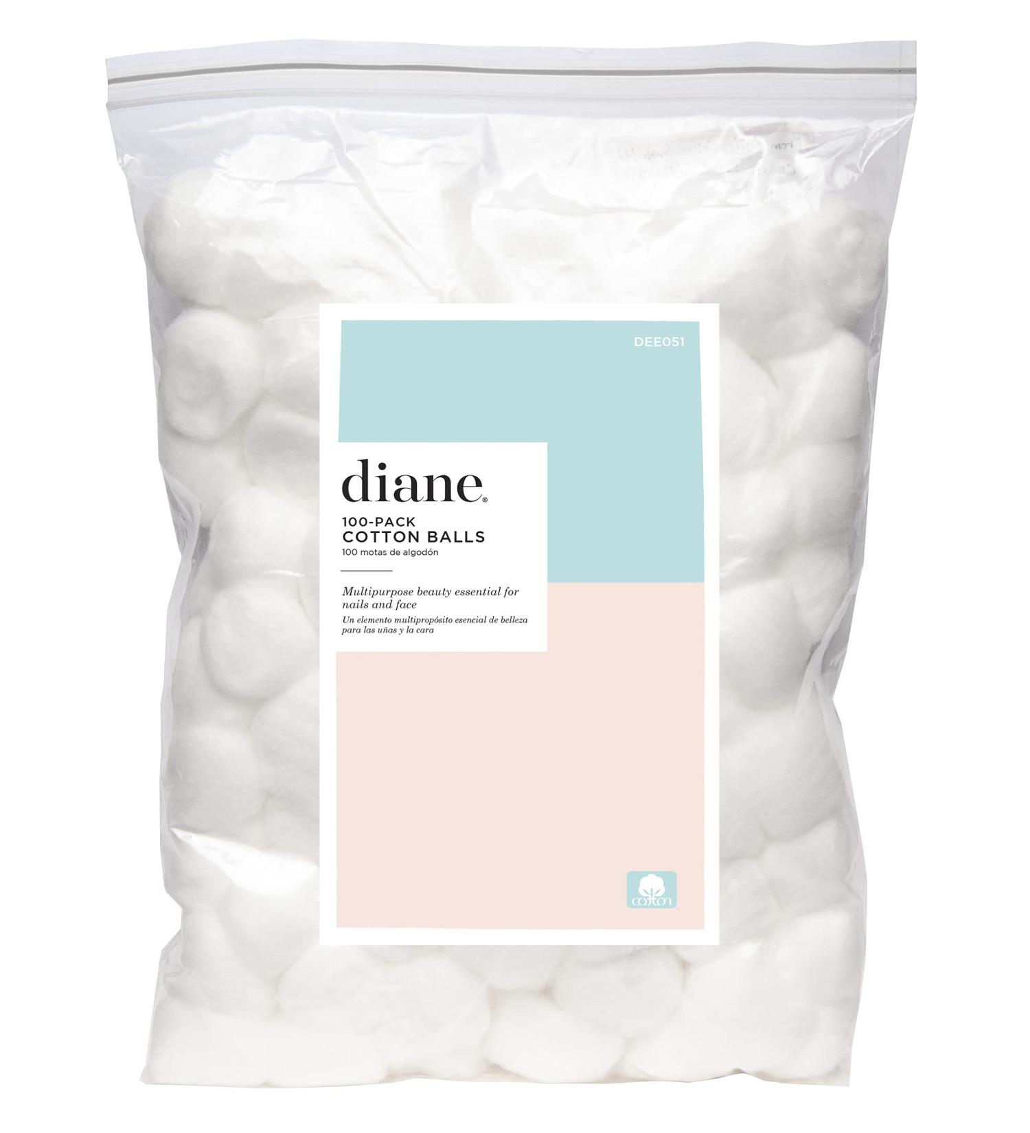 Diane 100% Cotton Balls DEE051 - 100 Count Pack | Soft and Absorbent 100-Pack Balls - Buy Online on GoSupps.com