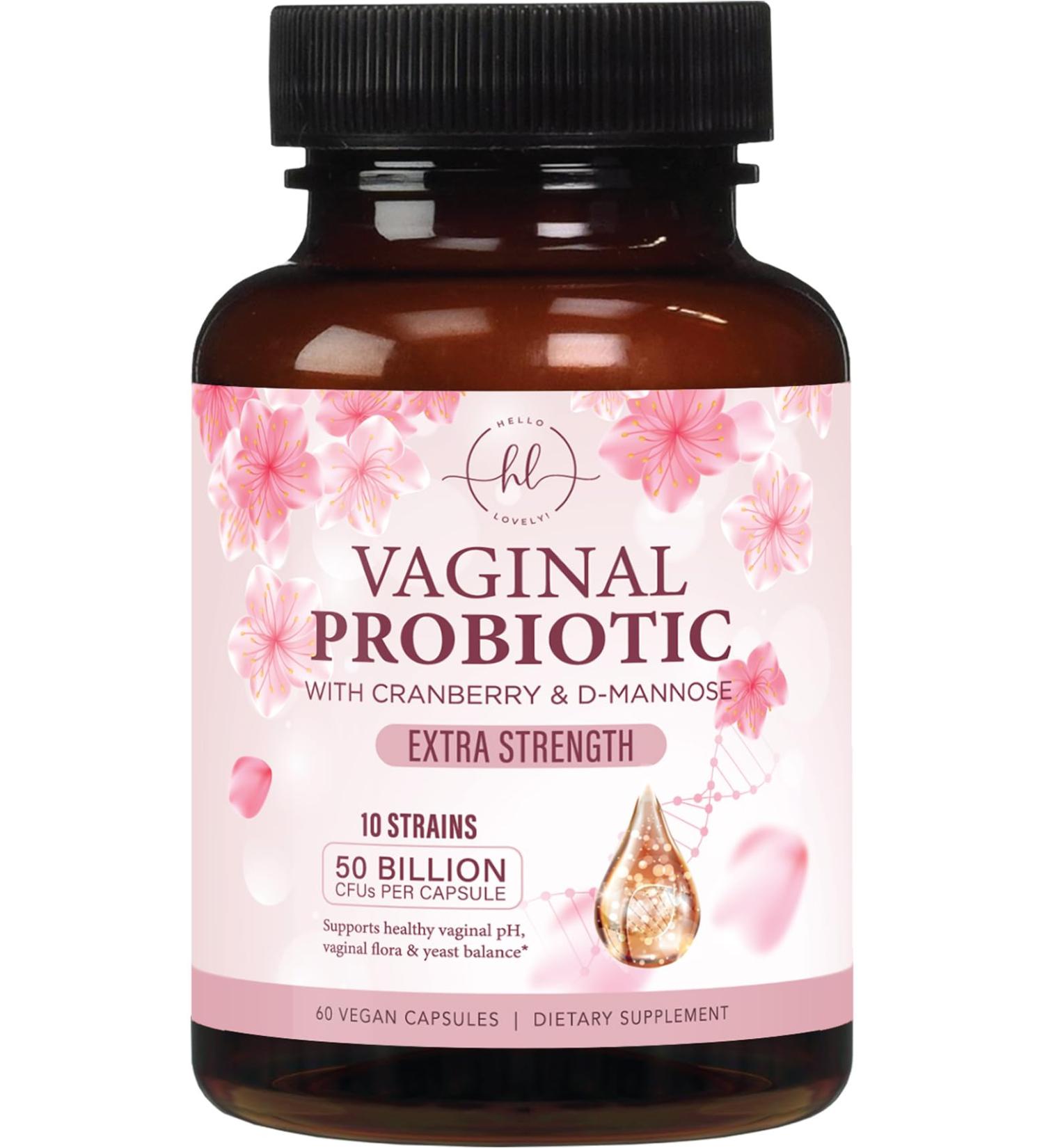 Vaginal Probiotics 50 Billion CFU - 10 Unique Strains With Cranberry & D Mannose - Vaginal PH Flora Feminine Health Balance Support - Women Health Probiotic Supplement Bottled in USA - 60 Capsules 60 Count (Pack of 1) - Buy Online on GoSupps.com
