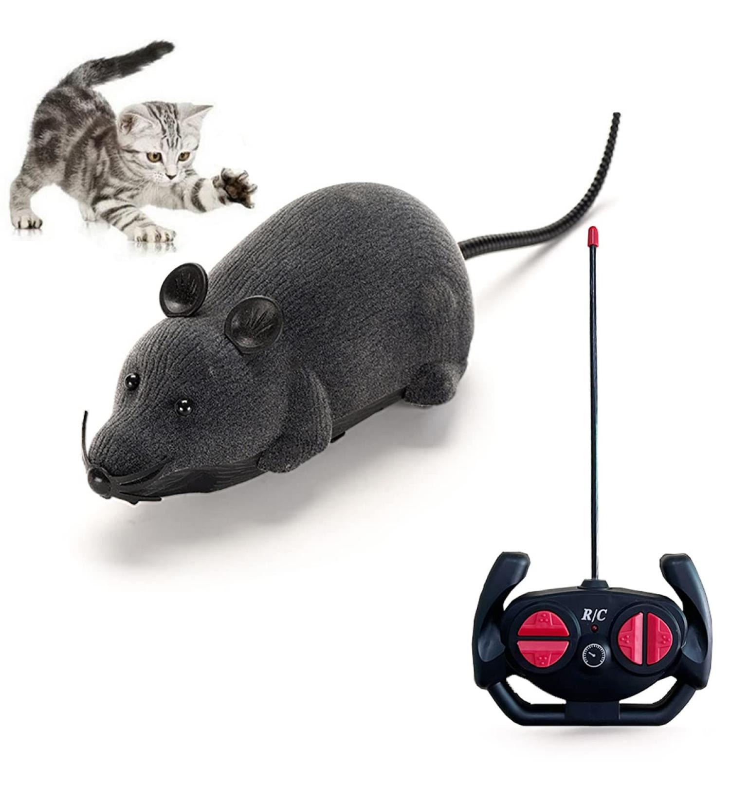 Remote Control Fake Rat Cat Toy - Interactive Realistic Mouse Figures for Cat Prank Joke Scary Trick Funny Toy - Gray - Buy Online on GoSupps.com