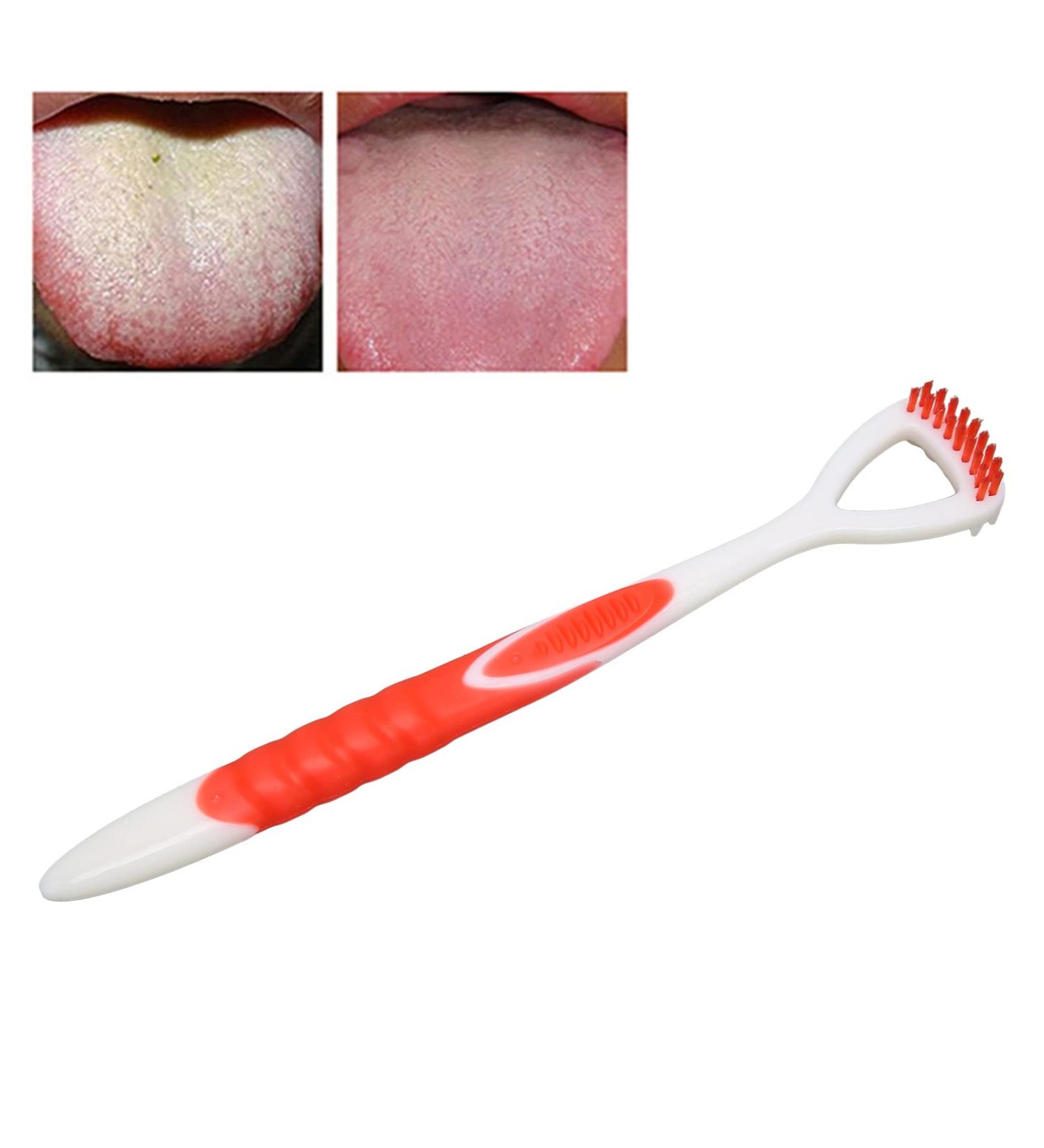 Buy Tongue Scraper & Brush for Bad Breath | Effective Oral Care for Adults & Kids - Red - Buy Online on GoSupps.com
