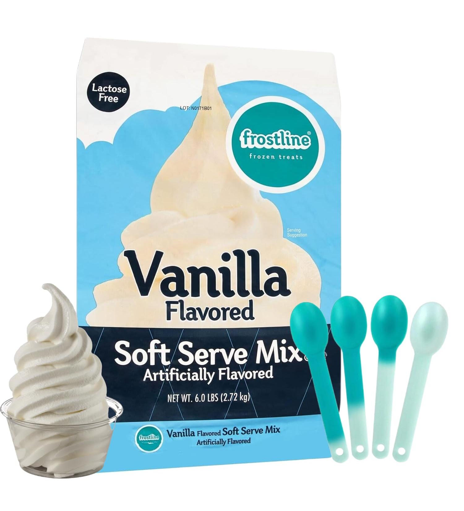 Zippy Sweets - Vanilla Soft Serve Ice Cream Mix For Your Soft Serve Ice Cream Machine Lactose Free Includes 4 Pack Colour Changing Spoons - 6 Pound Bag - Buy Online on GoSupps.com