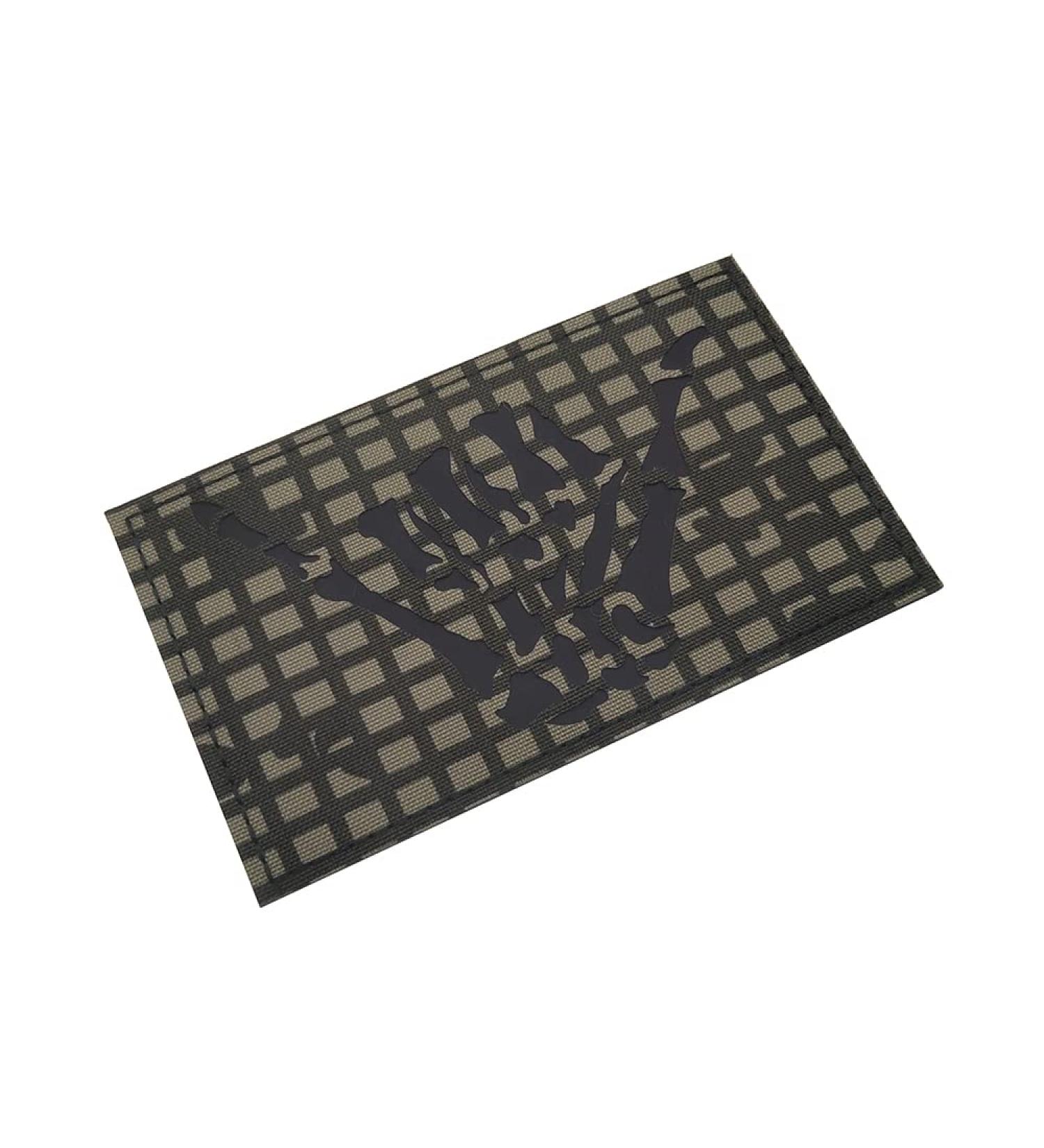 Taifeng Desert Night Camo Infrared IR Skull Skeleton Middle Finger Patch - 5x3 inch Tactical Vest Accessory in Black - Buy Online on GoSupps.com