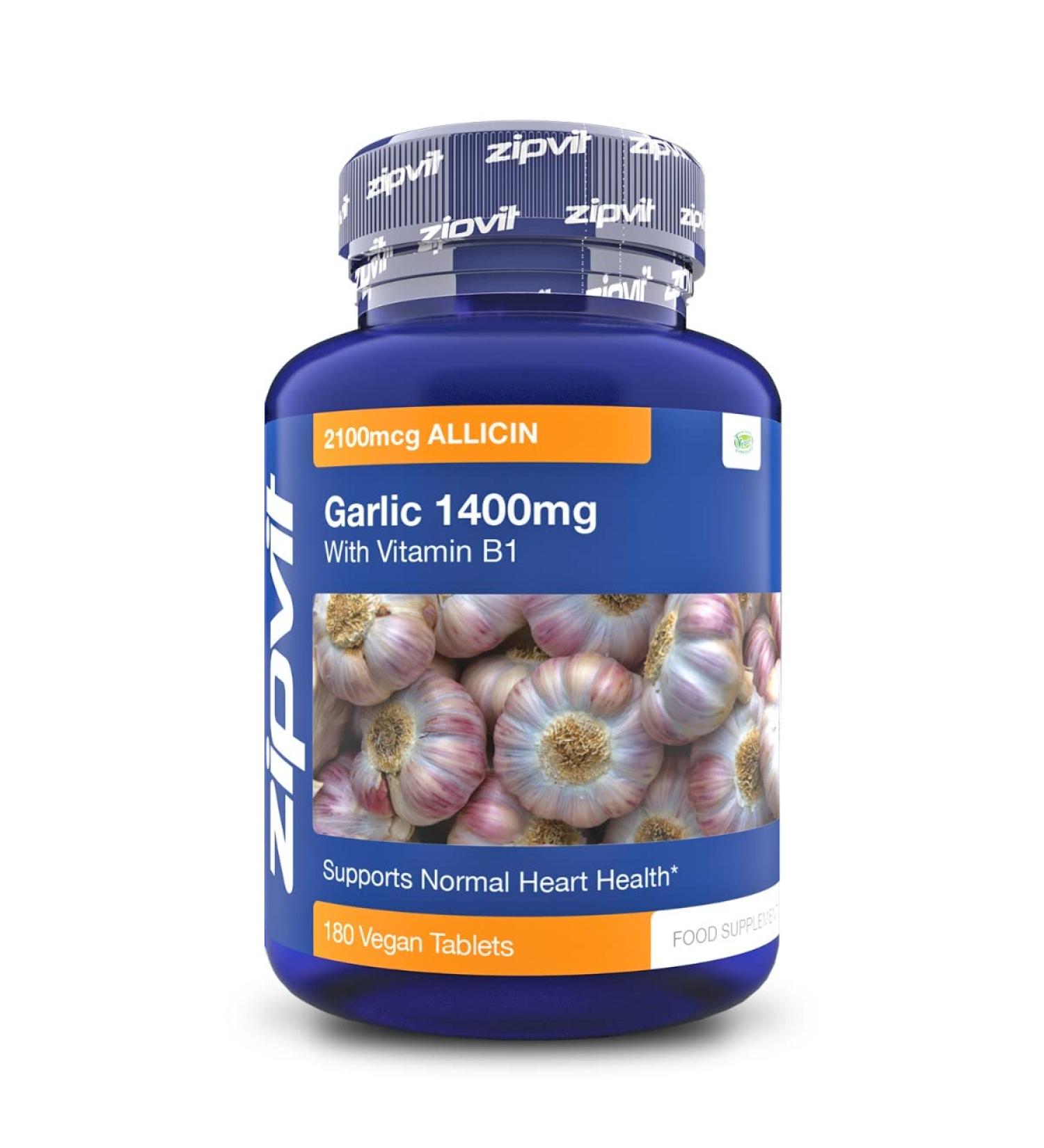 Garlic Tablets 1400mg with Vitamin B1 | Supports Heart Health | 180 Vegan Tablets - Buy Online on GoSupps.com