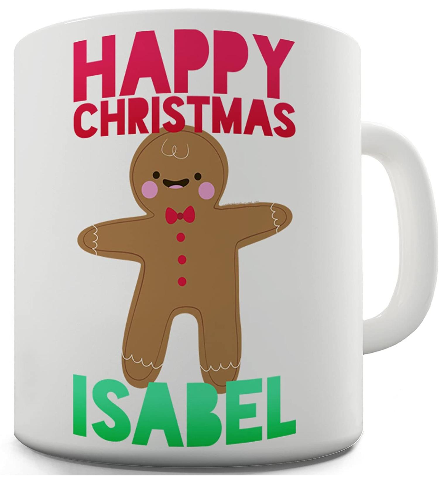 Berry Prints 11 OZ Personalised Happy Christmas Gingerbread Man Coffee Mugs for Tea Hot Chocolate - Ceramic Cups for Valentine Birthday Gift Home and Office - Buy Online on GoSupps.com