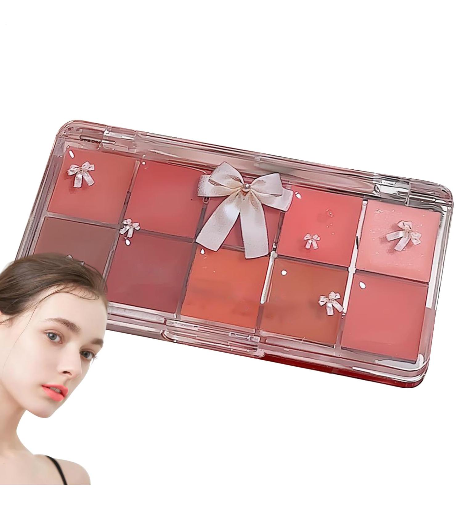 Lip Palette Set - 10 Glossy Lip Colors - Waterproof Lip Makeup Palette Moisturizing Jelly Tinted Lip Glosses for Women - Buy Online on GoSupps.com