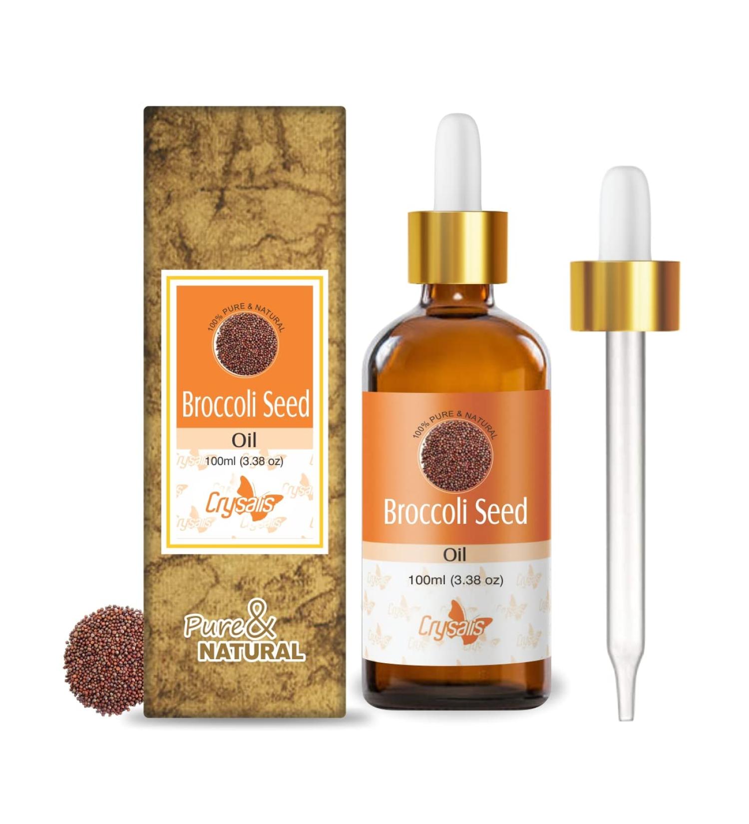 Crysalis Broccoli Seed Oil - Organic Brassica Oleracea - 100ml (3.38 Fl Oz) - Premium Quality for Skin & Hair Care - International Shipping Available - Buy Online on GoSupps.com