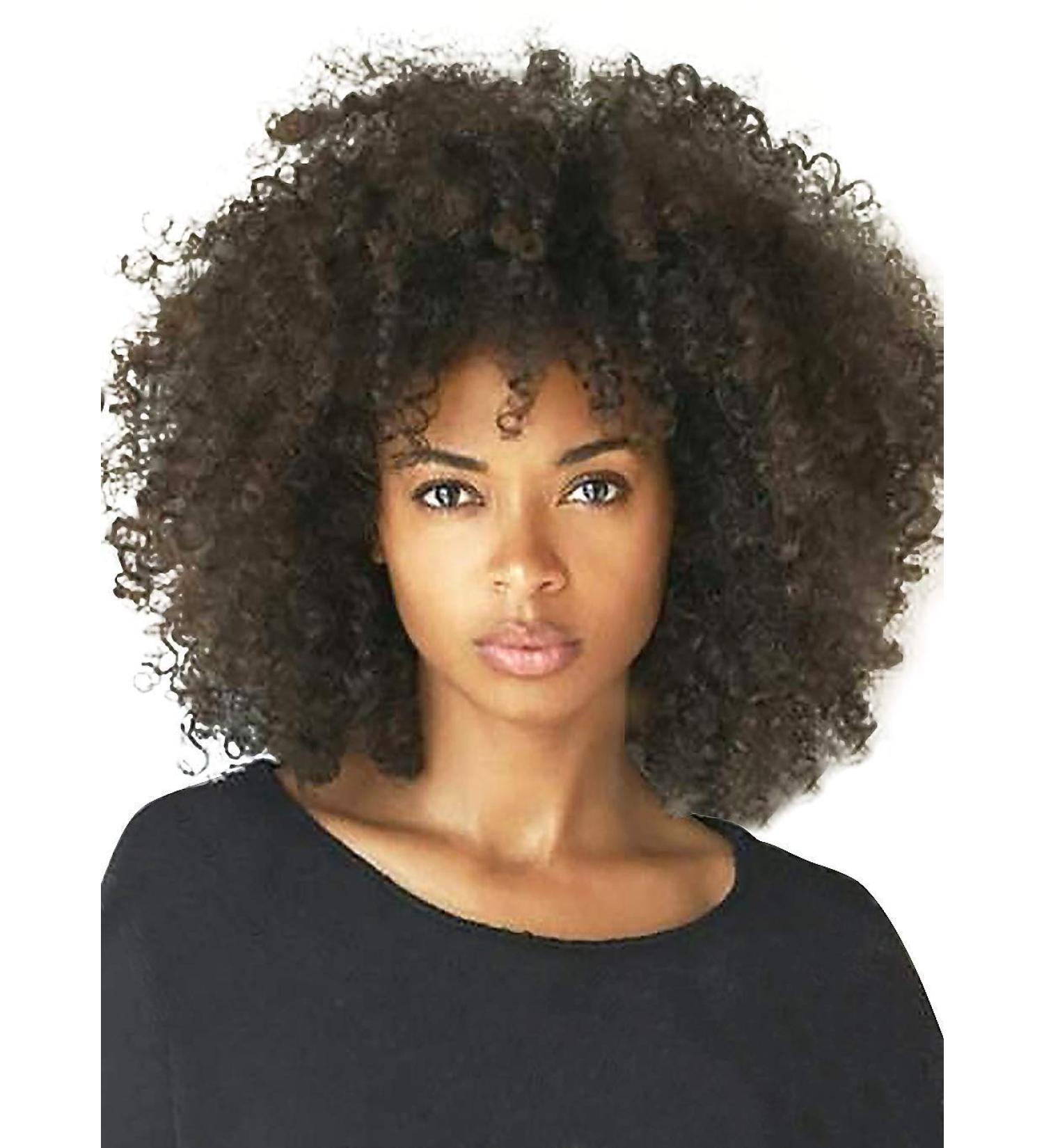 Kalyss 8 Short Kinky Curly Wig for Women - Black Premium Synthetic Afro Wig with Hair Bangs | Natural Curls, Bouncy, Full Look | 150% Density - Buy Online on GoSupps.com