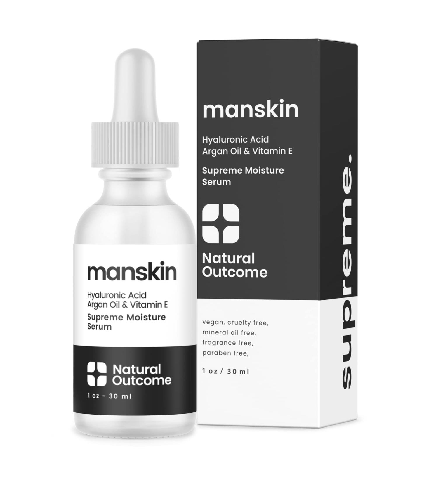 Natural Outcome Men Skin Supreme Moisture Serum - Anti-Aging Day & Night Facial Serum with Hyaluronic Acid, Argan Oil & Vitamin E - Buy Online on GoSupps.com