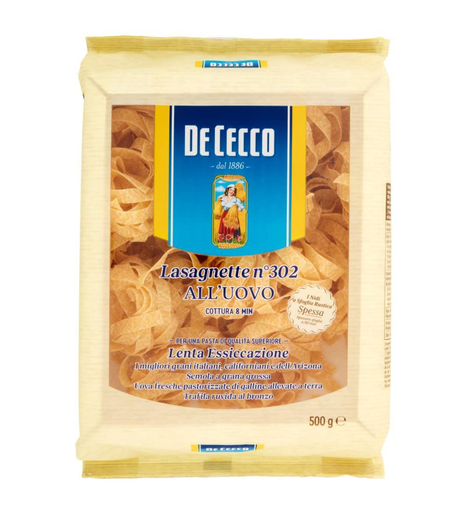  Italian Gourmet E.R. De Cecco All'uovo Lot de 10 lasagnettes avec uf n 302 500 g + polpa Italian Gourmet 500 g - Buy Online on GoSupps.com