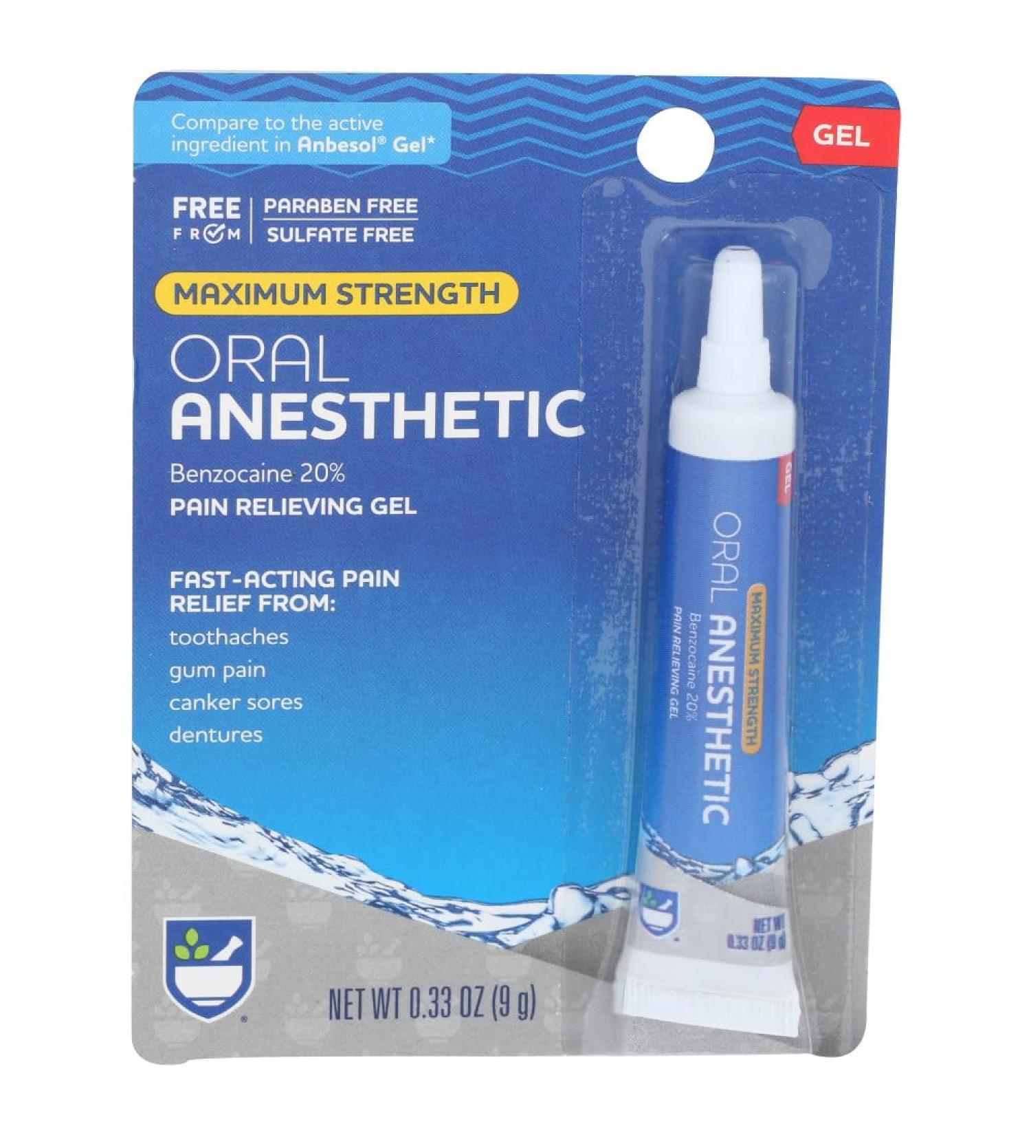 Rite Aid Maximum Strength Oral Pain Relief 0.33 fl oz Benzocaine 20% | Instant Mouth Pain Relief Medications & Treatments | Gel Anesthetic