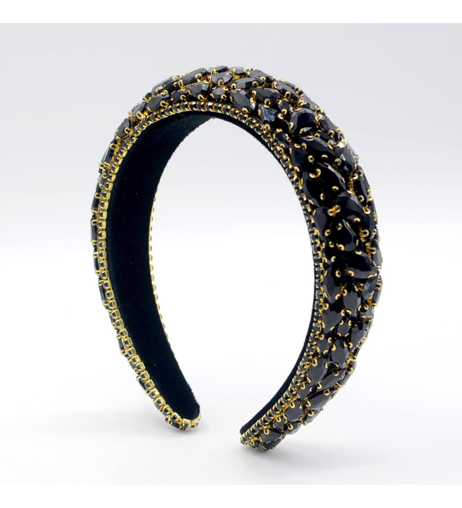 Leemasing Rhinestone Stand Hair Band - Padded Baroque Crystal Fashion for Brides & Parties | Perfect Gift for Weddings & Anniversaries (Black) - Buy Online on GoSupps.com
