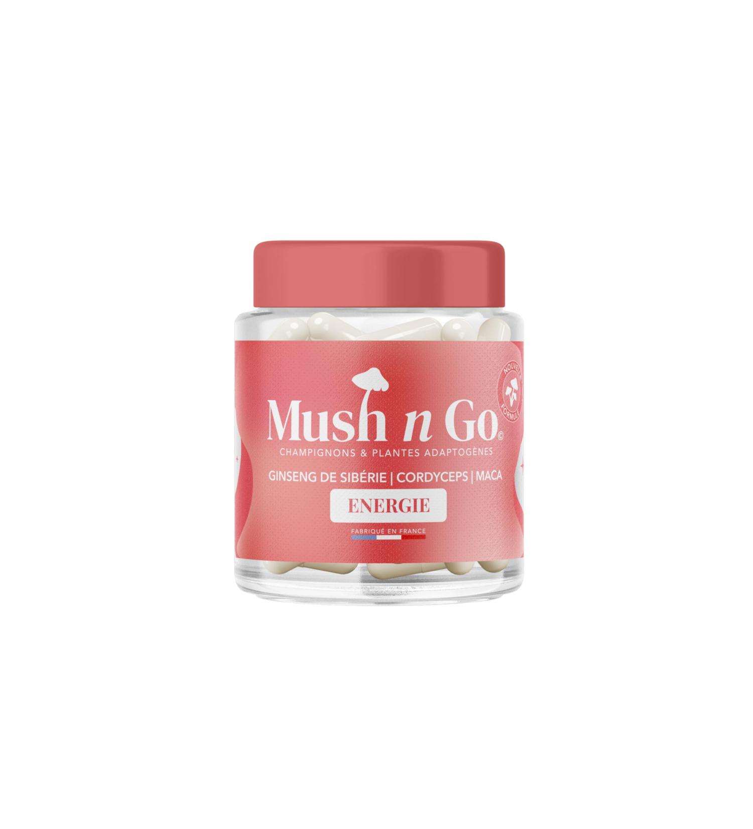 MushNGo Energy & Libido - Cordyceps Maca Ginseng MCT oil - Made in France - Vitamins & Minerals - Vegan Gluten Free - 30 capsules - Buy Online on GoSupps.com