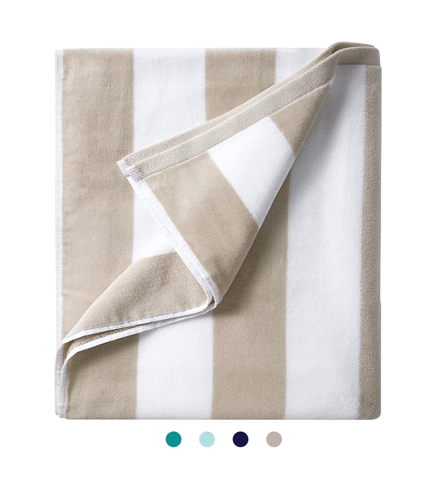 LULUHOME Plush Oversized Beach Towel - 36 x 70 Inch Fluffy Cotton Chiffon Striped Pool Towel for Adults - Large Summer Cabana Swimming Towel - Buy Online on GoSupps.com