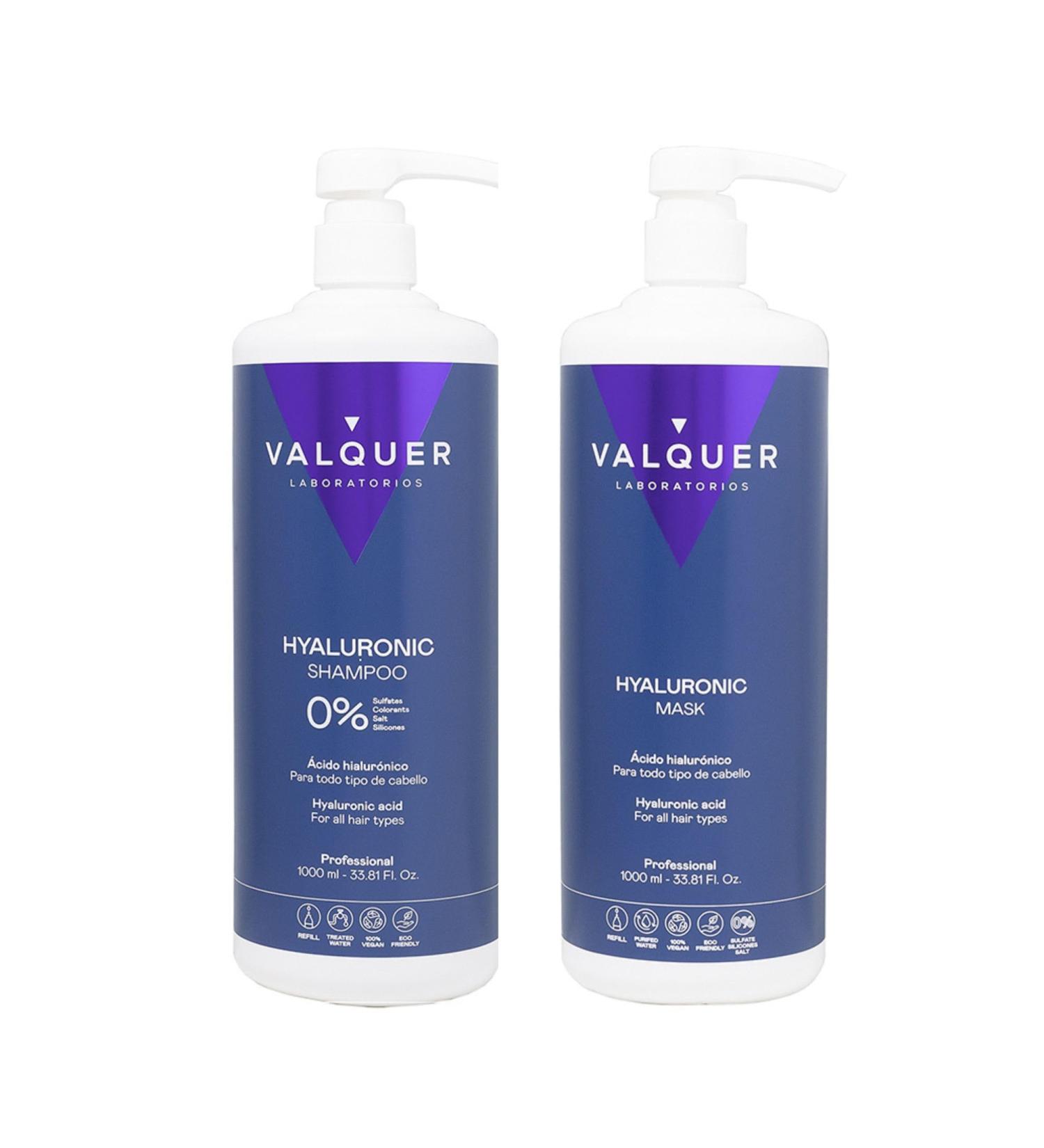 Hyaluronic Acid Pack 1L - Shampoo 1l and Hair Mask 1l with Hyaluronic Acid from Valquer Laboratories. - Buy Online on GoSupps.com
