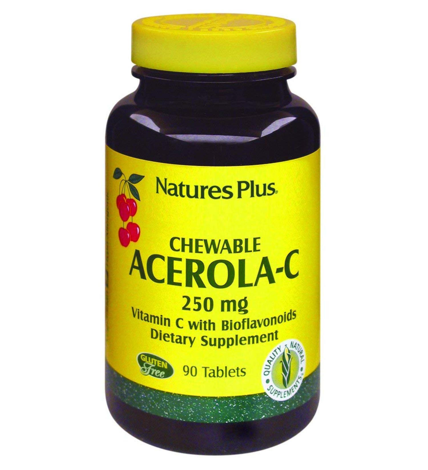 Nature's Plus Acerola-C Chewable 250 mg 90 Tablets