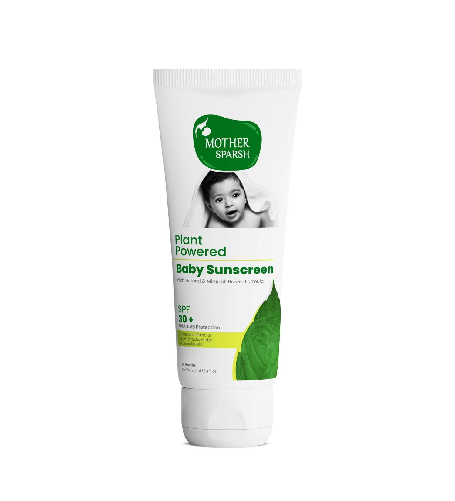 Natural Baby Sunscreen Lotion - SPF 30+ | Organic & Plant-Derived Ingredients UVA/UVB Protection 100ml - Buy Online on GoSupps.com