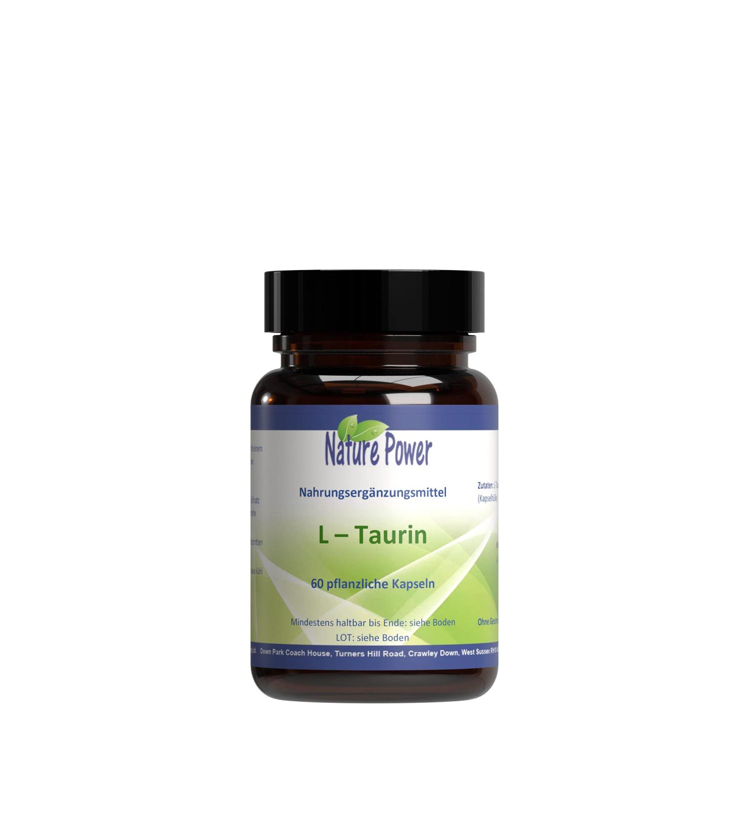 L-Taurine | 500 mg | 60 vegetable capsules | vegan | by Nature Power